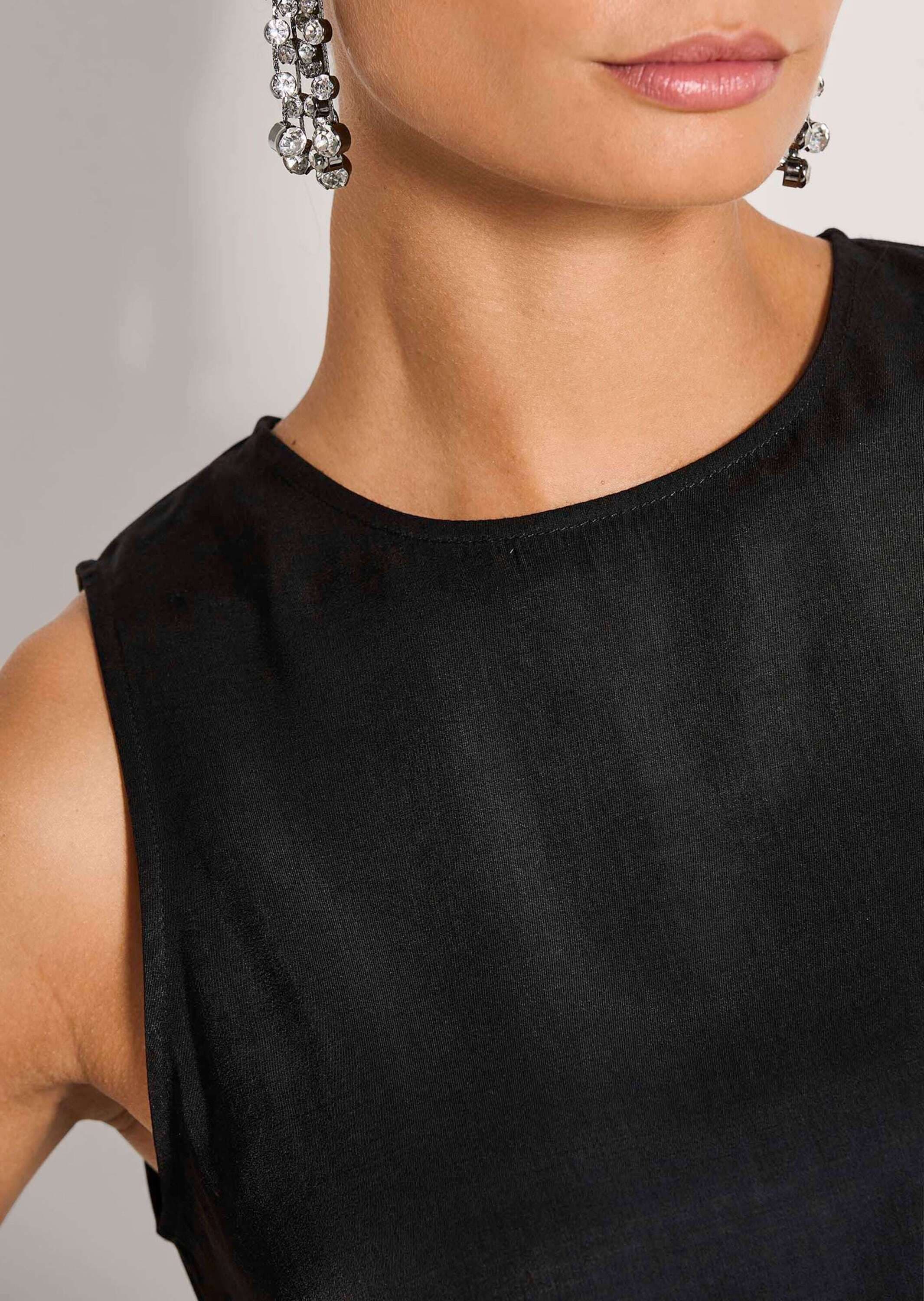 MADELEINE Blusentop »Blusentop Elegantes Businesstop mit Rundhals« Blusentop mit hinterem mittel Schlitz