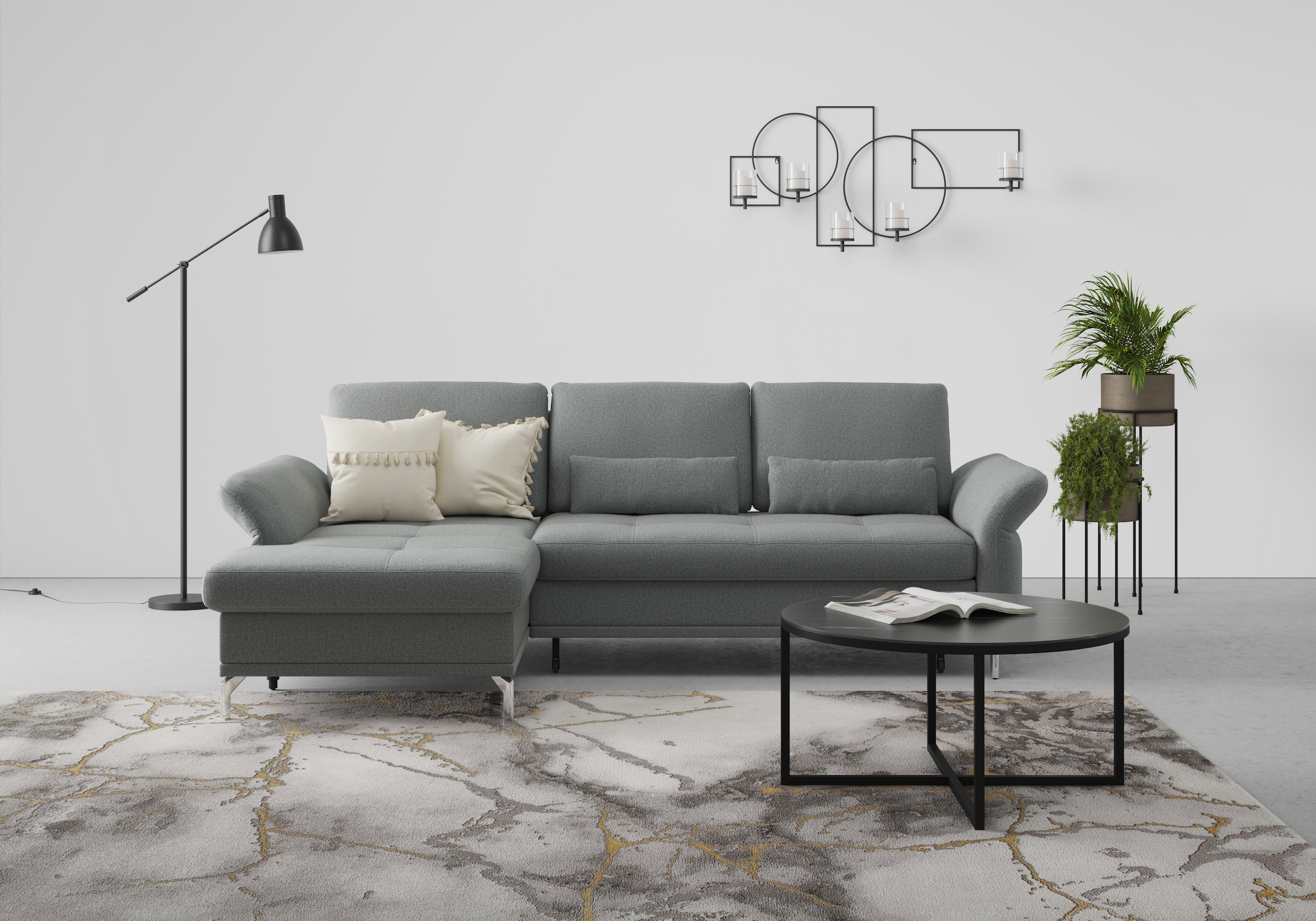 Home affaire Ecksofa "Palm Beach L-Form" Federkern, mit Sitztiefenverstellu günstig online kaufen