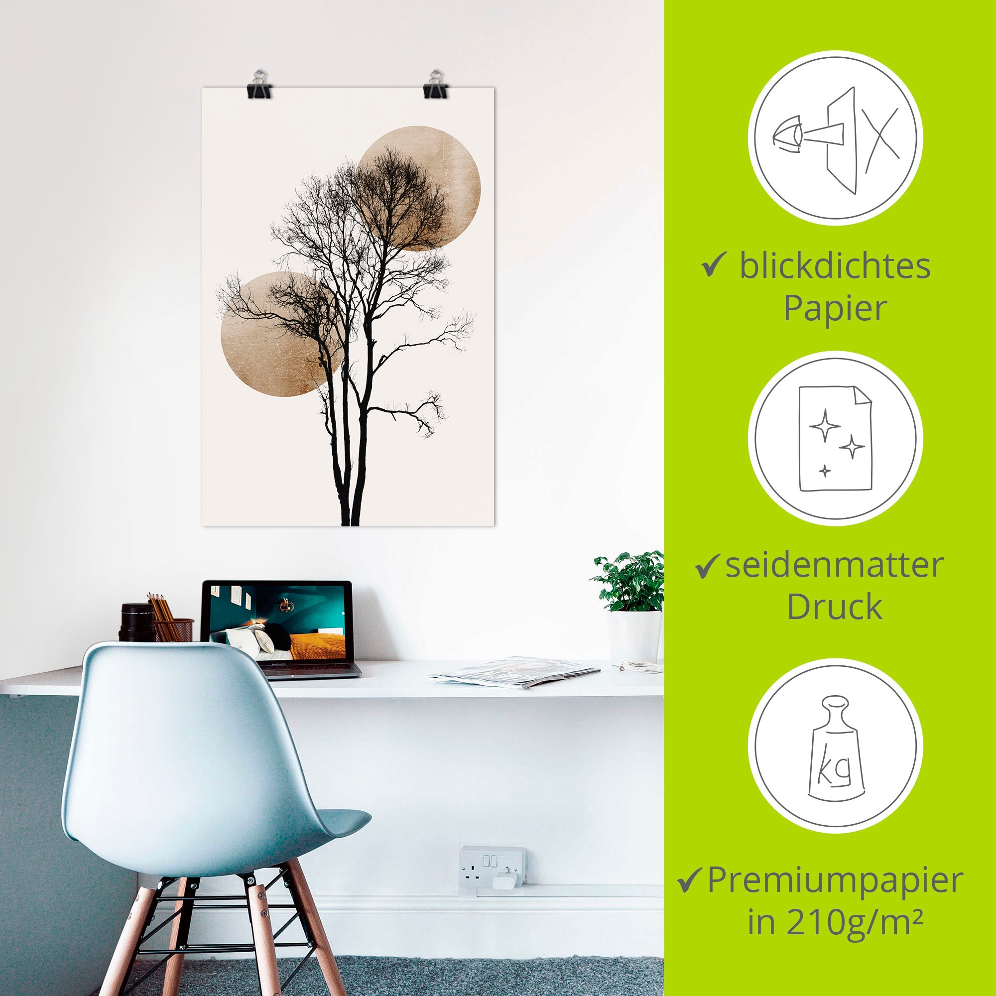 Artland Wandbild »Sonne und Mond versteckt«, Baumbilder, (1 St.), als Alubild, Outdoorbild, Leinwandbild, Poster, Wandaufkleber