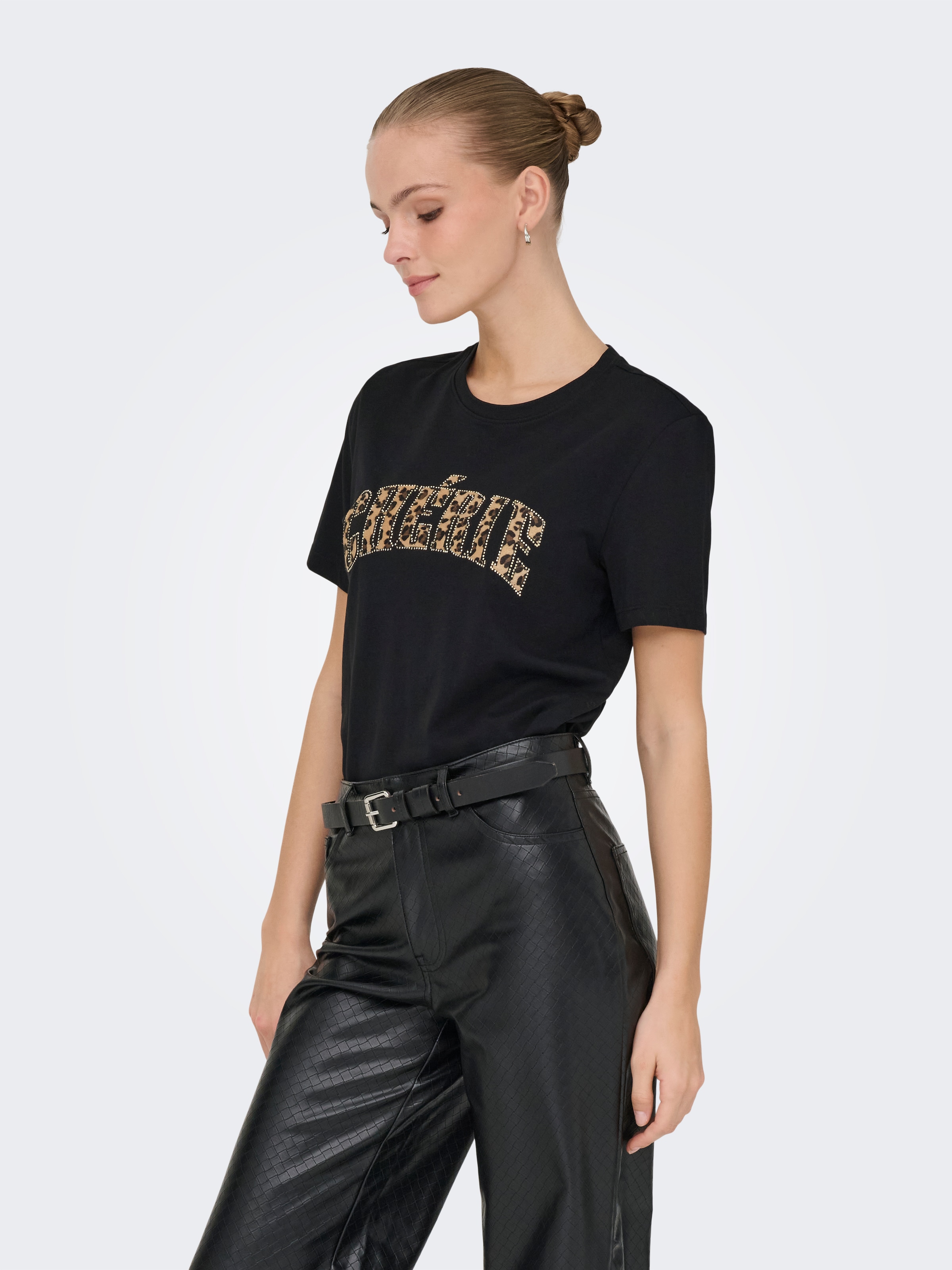 ONLY T-Shirt "ONLDITTE LIFE RHNSTN S/S ANIMAL TOP JRS" günstig online kaufen