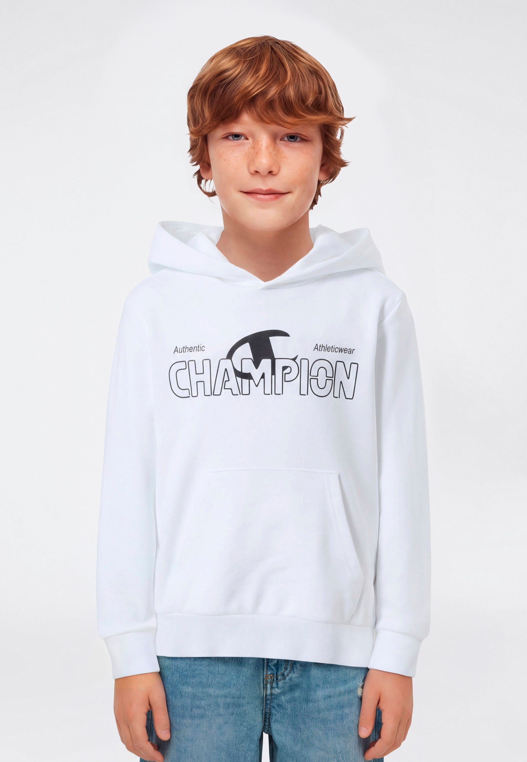 Champion Kapuzensweatshirt "Graphic Terry Hoodie", mit Kapuze, Langarm, gerader Abschluss, aus Baumwolle und Polyester