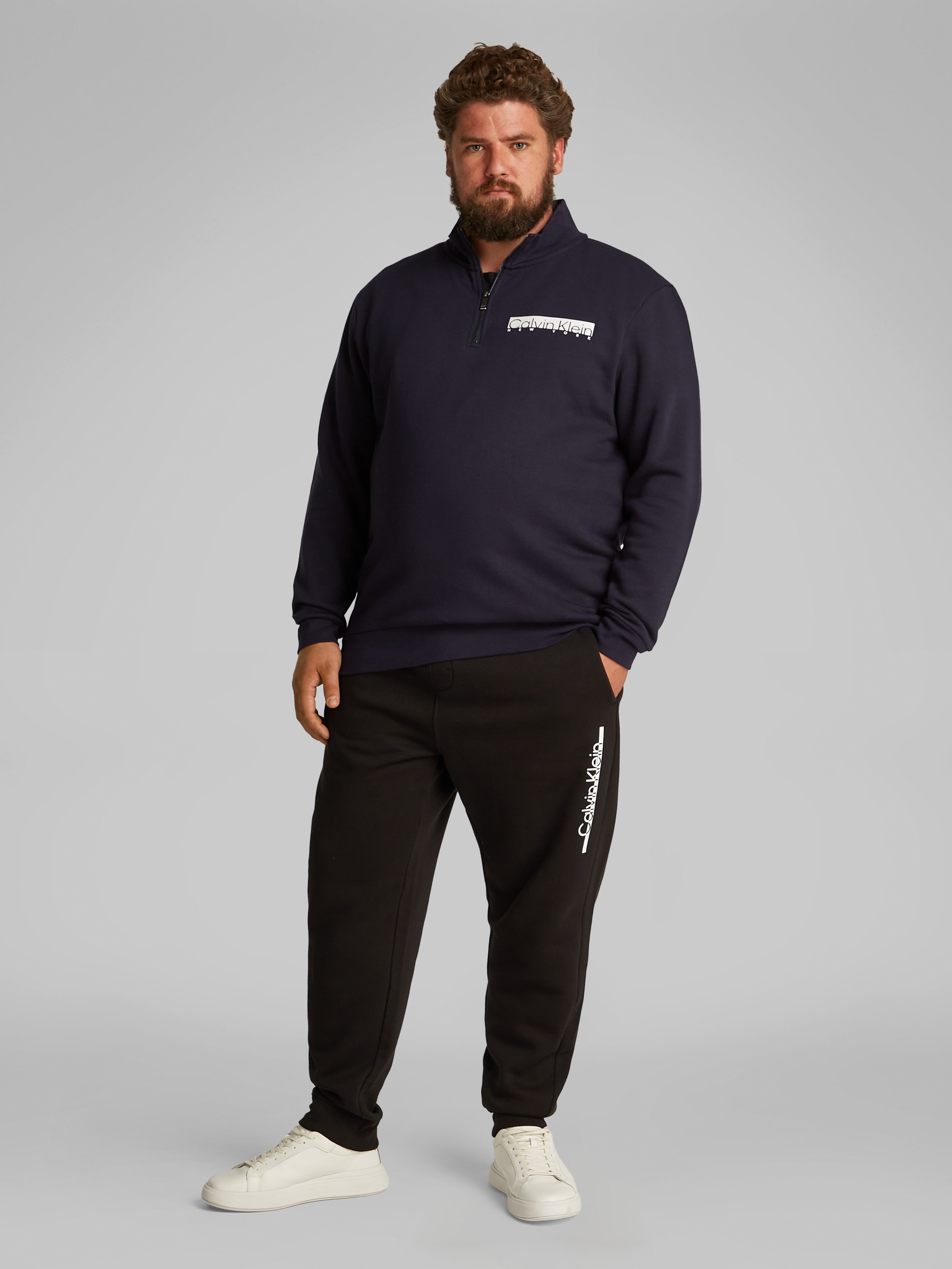 Calvin Klein Big&Tall Sweatshirt »BT_NY CHEST BOX LOGO Q-ZIP«, in Großen Größen mit Logoprint