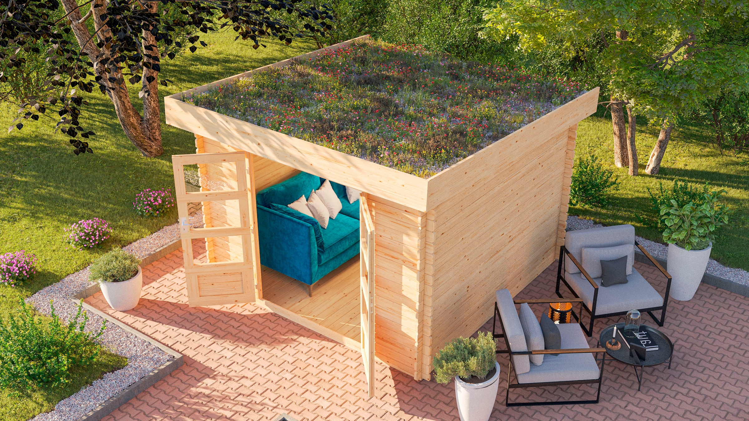 Karibu Gartenhaus ""Lumet 3"", naturbelassen oder anthrazit günstig online kaufen