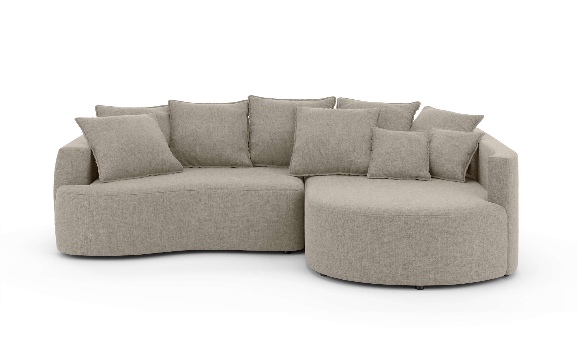 INOSIGN Ecksofa »Kahekili, Schlafsofa mit Bettkasten, Maße B/T/H: 255/181/90/ cm«, L-Form mit Wellenunterfederung, 7 Rückenkissen und 2 Zierkissen