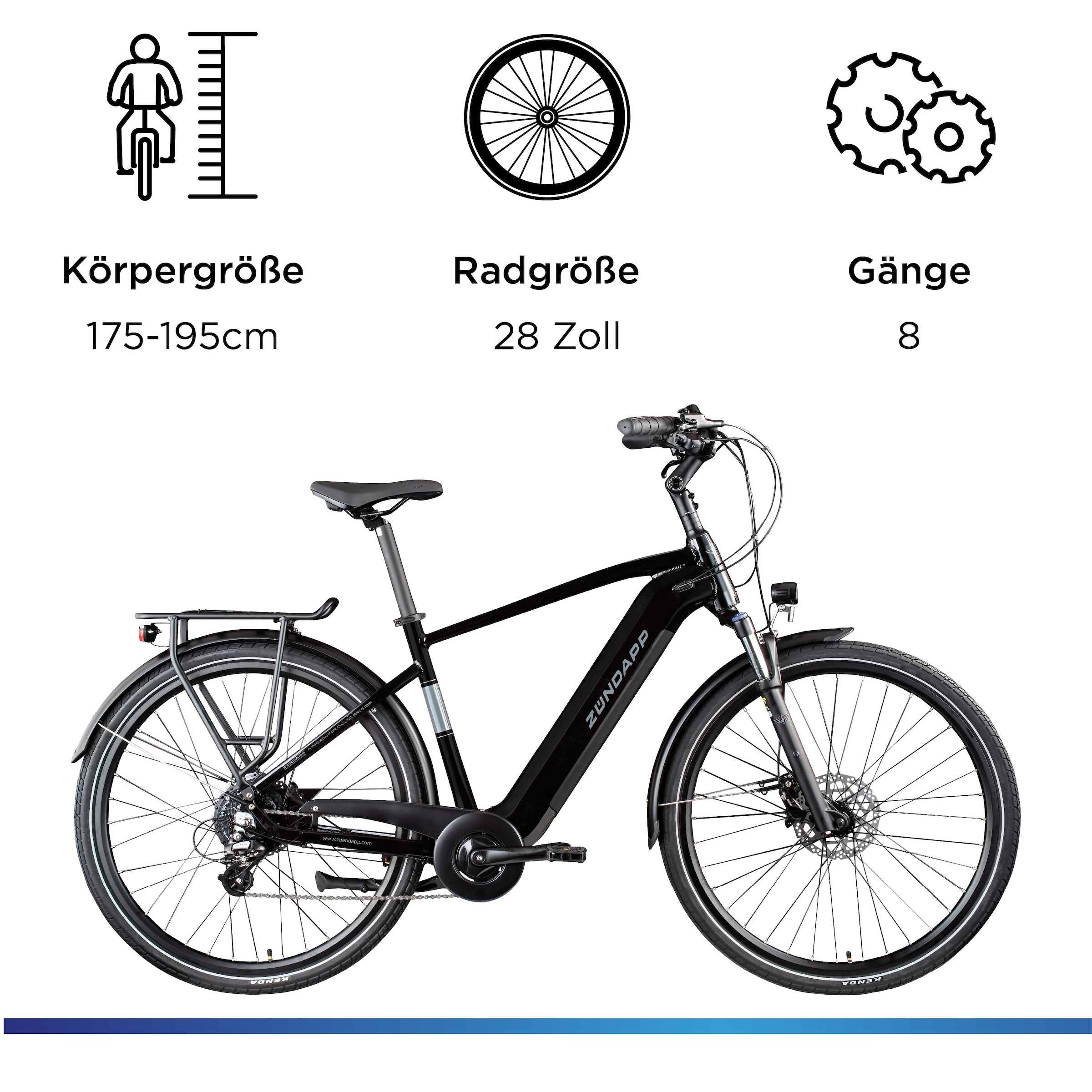 Zündapp »Z810« 24 Gang Shimano Altus RD-M310 Schaltwerk Kettenschaltung Heckmotor 250 W Pedelec, Elektrofahrrad für Herren