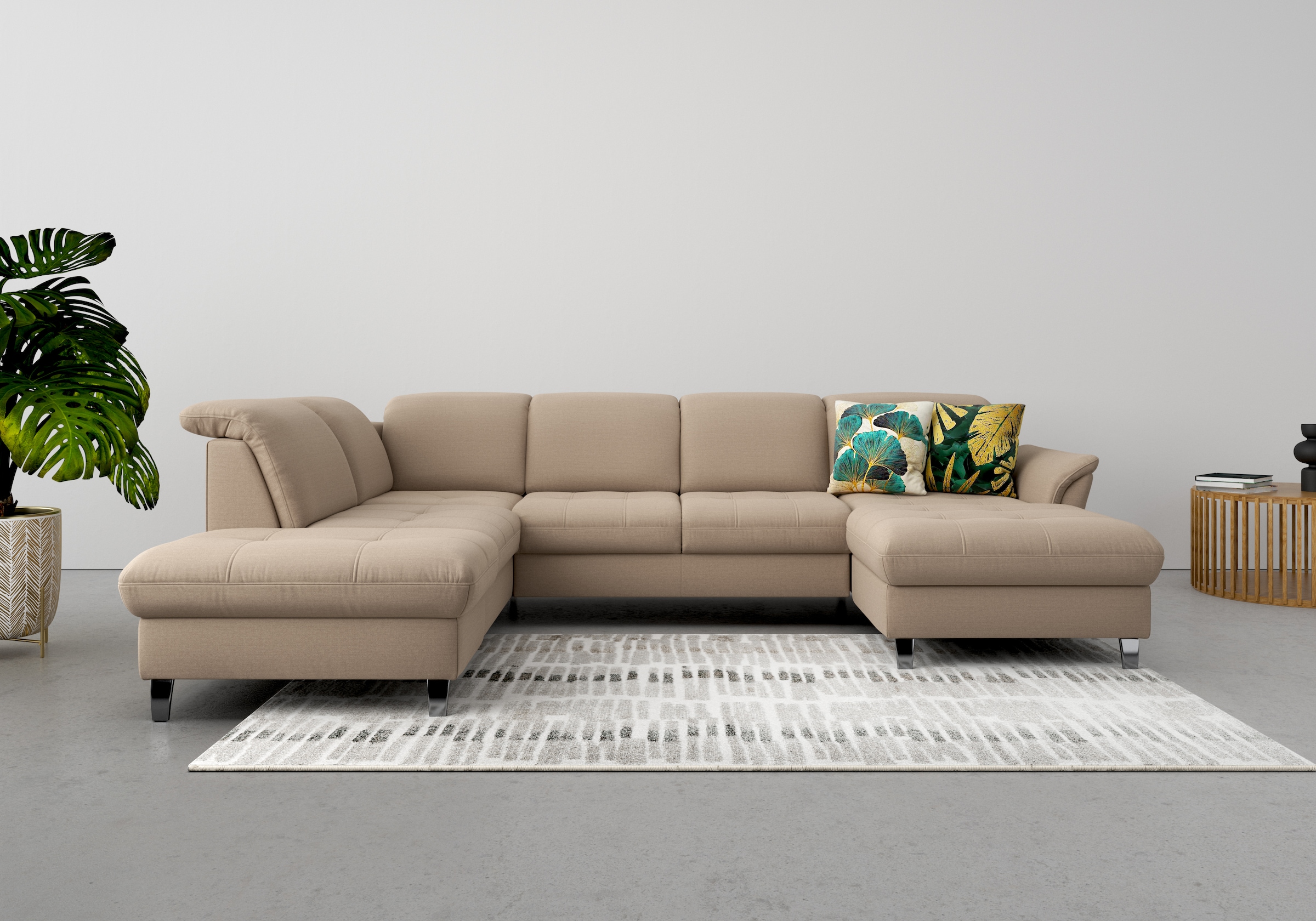 sit&more Wohnlandschaft "Maggiore U-Form" wahlweise mit Kopfteilverstellung, Schlaffunktion und Stauraum