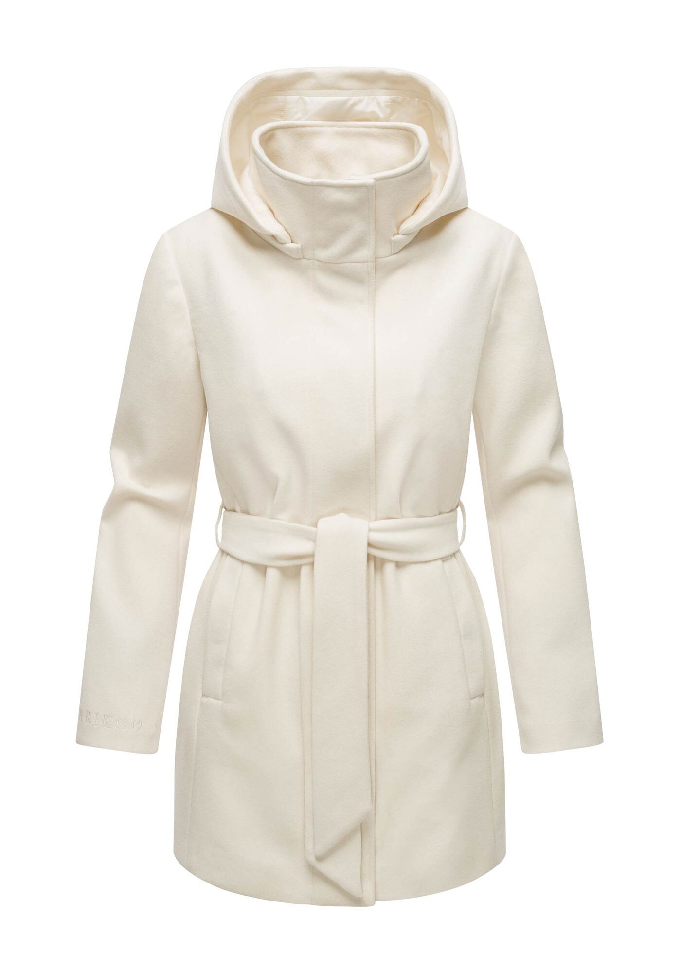 Marikoo Kurzmantel »Katalinaa«, Eleganter Wickel Mantel mit Taillengürtel und Oversized Hood Kapuze