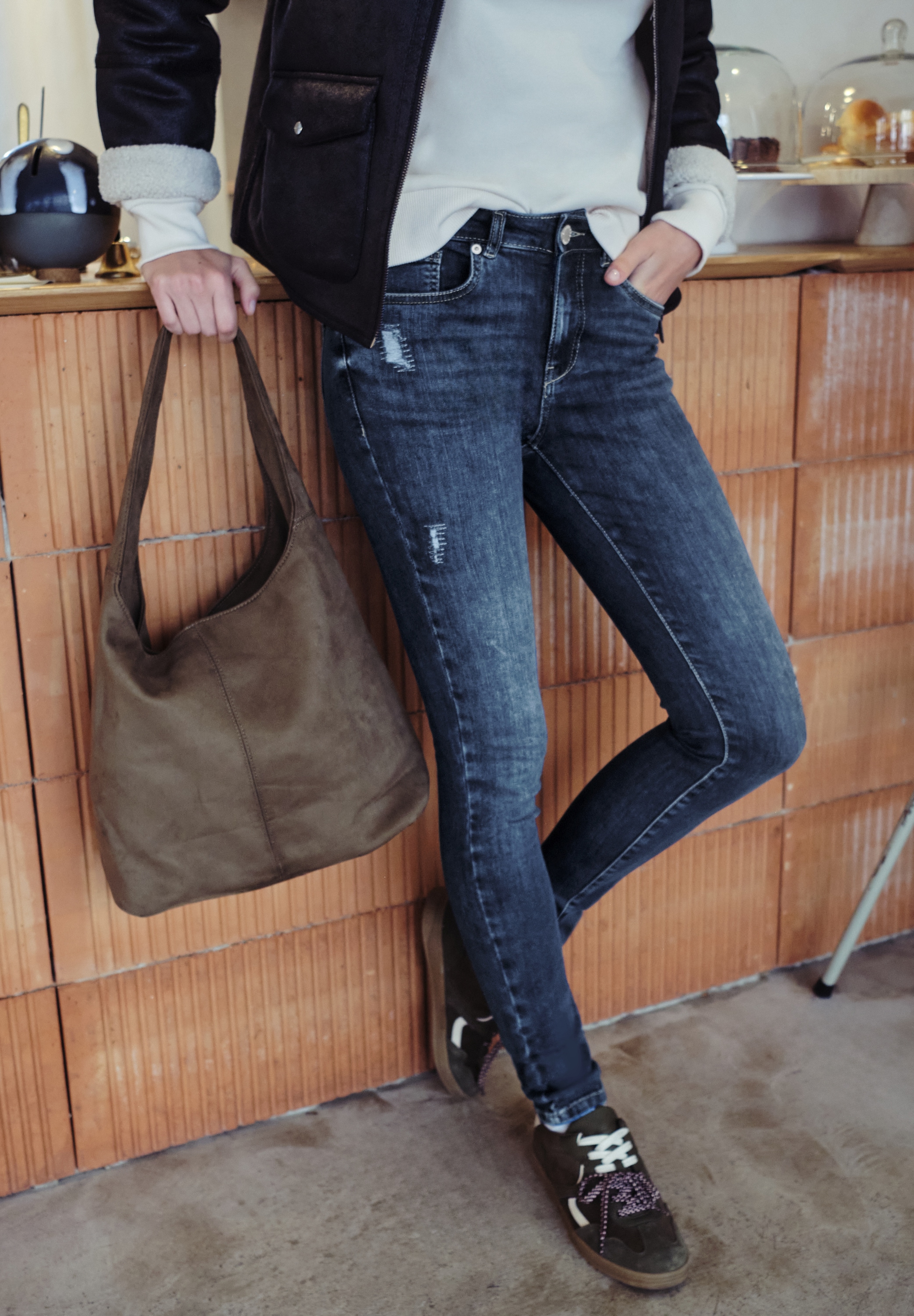 STREET ONE STUDIO Skinny-fit-Jeans in Destroyed-Optik