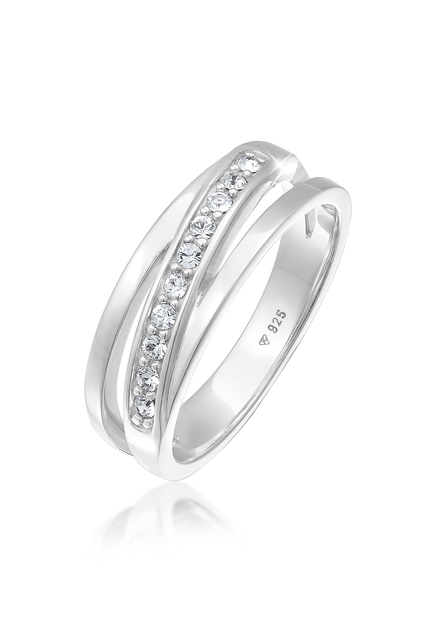 Elli Silberring »Ring Raffiniert Bandring Wickelring 925 Silber, mit Kristallen von Swarovski®«