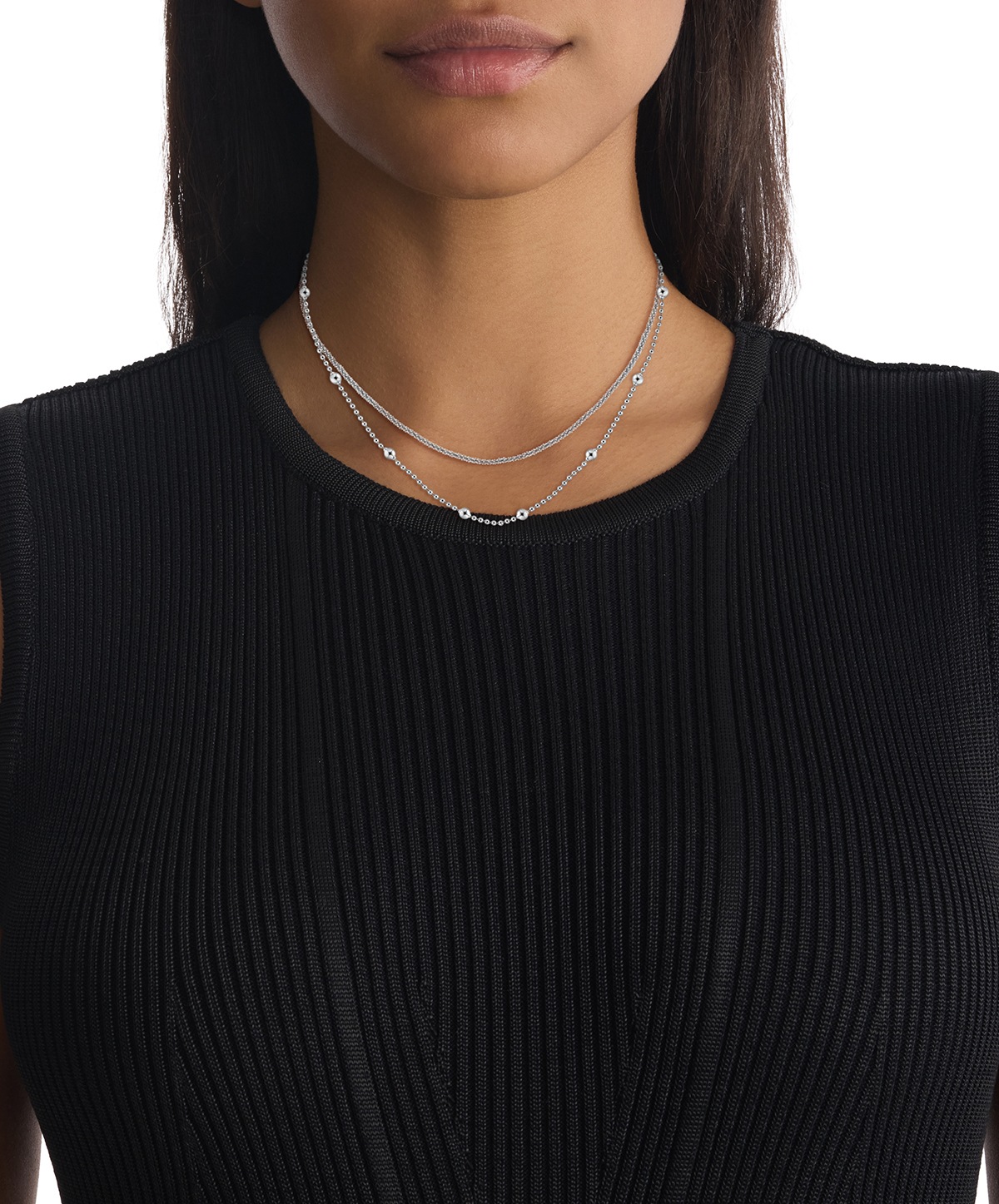 Edelstahlketten-Set CALVIN KLEIN "CK LAYERED", edelstahlfarben, Halsketten, Damen, Edelstahl, L: 45,5 B: 4mm, B:4mm 3