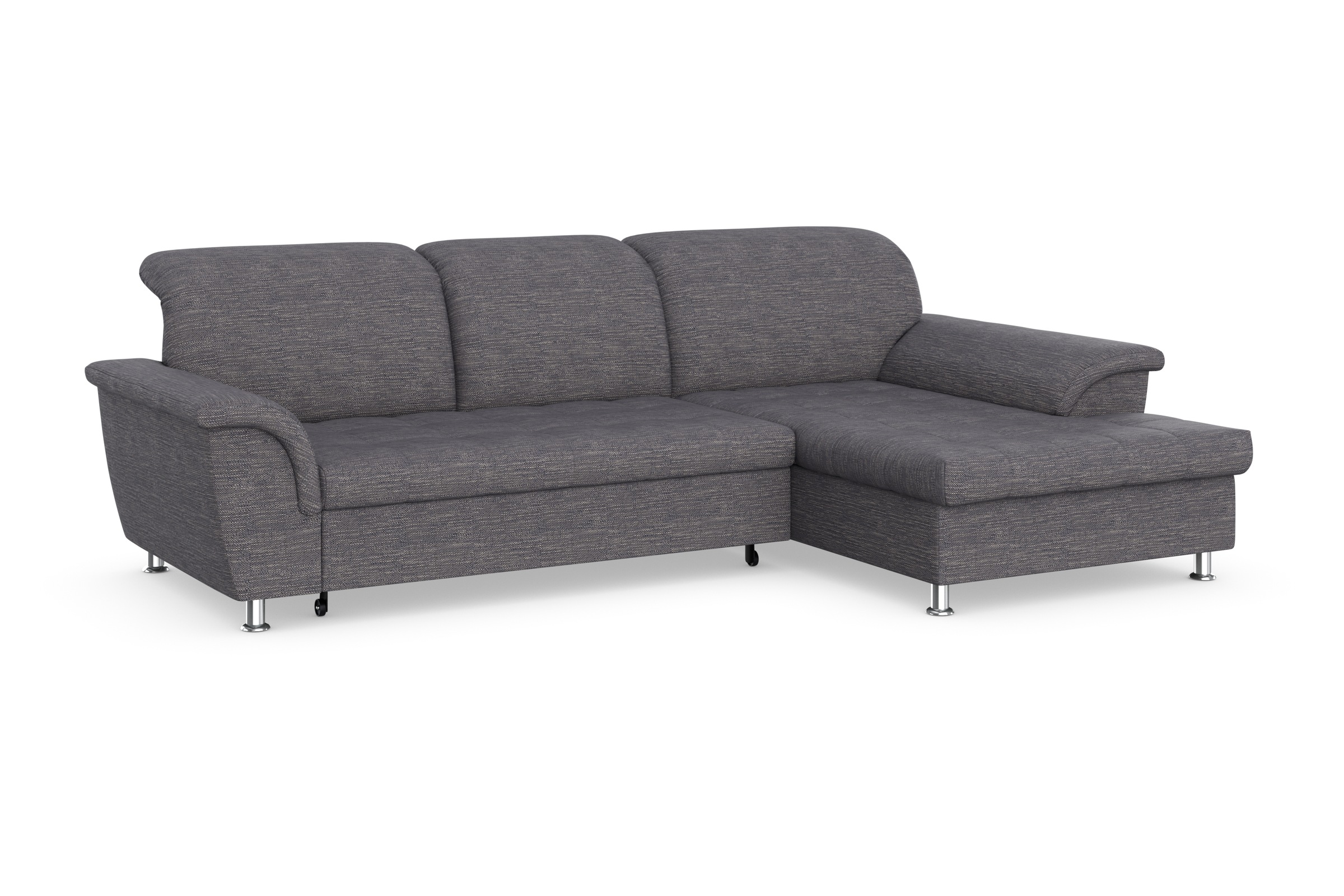 Ecksofa DOMO COLLECTION "Franzi Steppung im Sitzbereich B7T/H: 278/162/80 cm, L-Form", grau (weiß, grau), B:278cm H:80cm T:171cm, Flachgewebe (100% Polyester);Chenille (100% Polyester), Sofas, Ecksofa, wahlweise mit Bettfunktion, Bettkasten und Kopfteilve 9