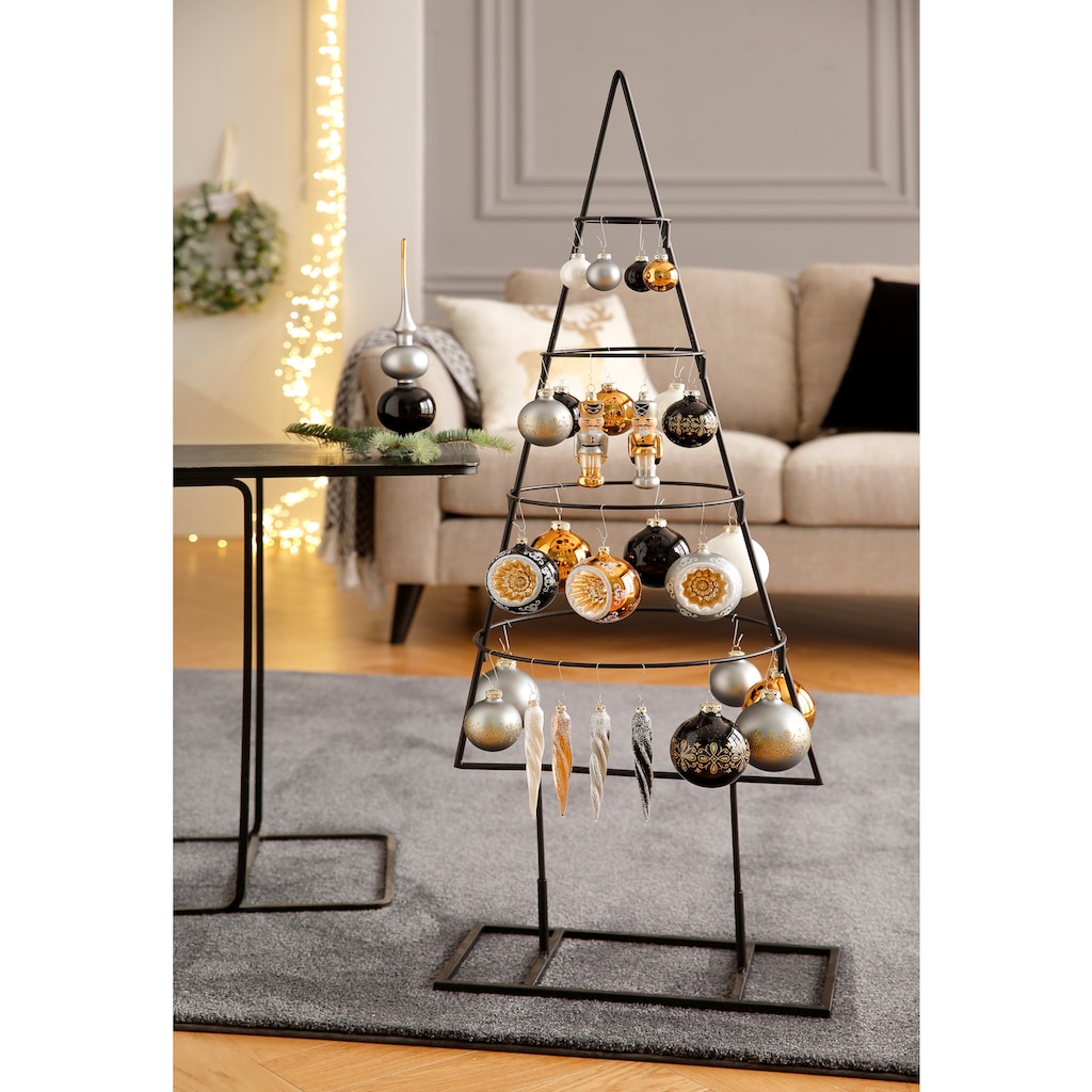 Thüringer Glasdesign Christbaumschmuck »Black&White&Gold, Weihnachtsdeko, Christbaumschmuck«, (Set, 4 tlg.)