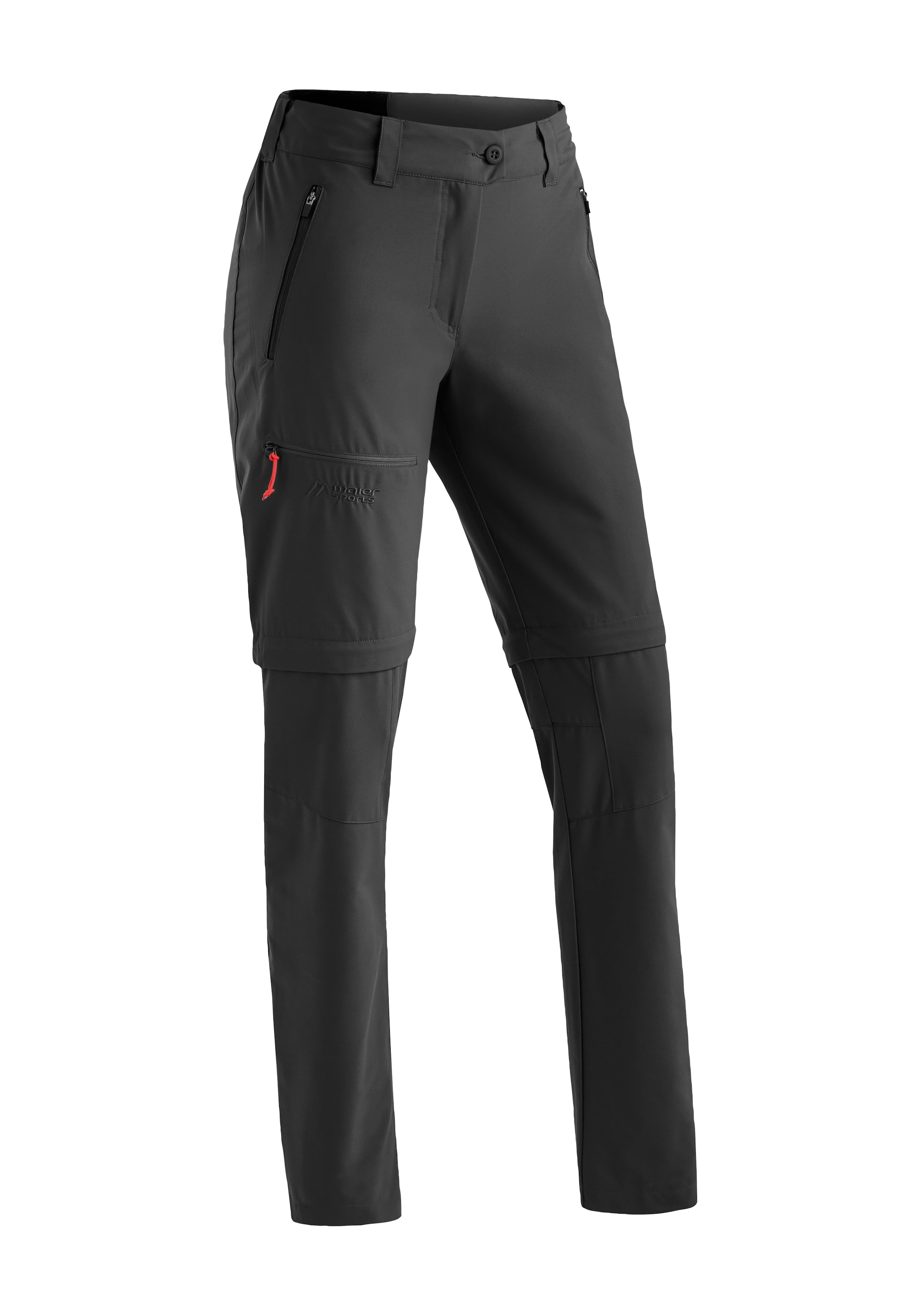 Outdoorhose MAIER SPORTS "Nata Zip Loop", Damen, Gr. 17, Kurzgrößen, schwarz, 100% Polyester, Hosen Outdoorhose, Damen Zip-Off Wanderhose, atmungsaktive Trekkinghose, Regular Fit