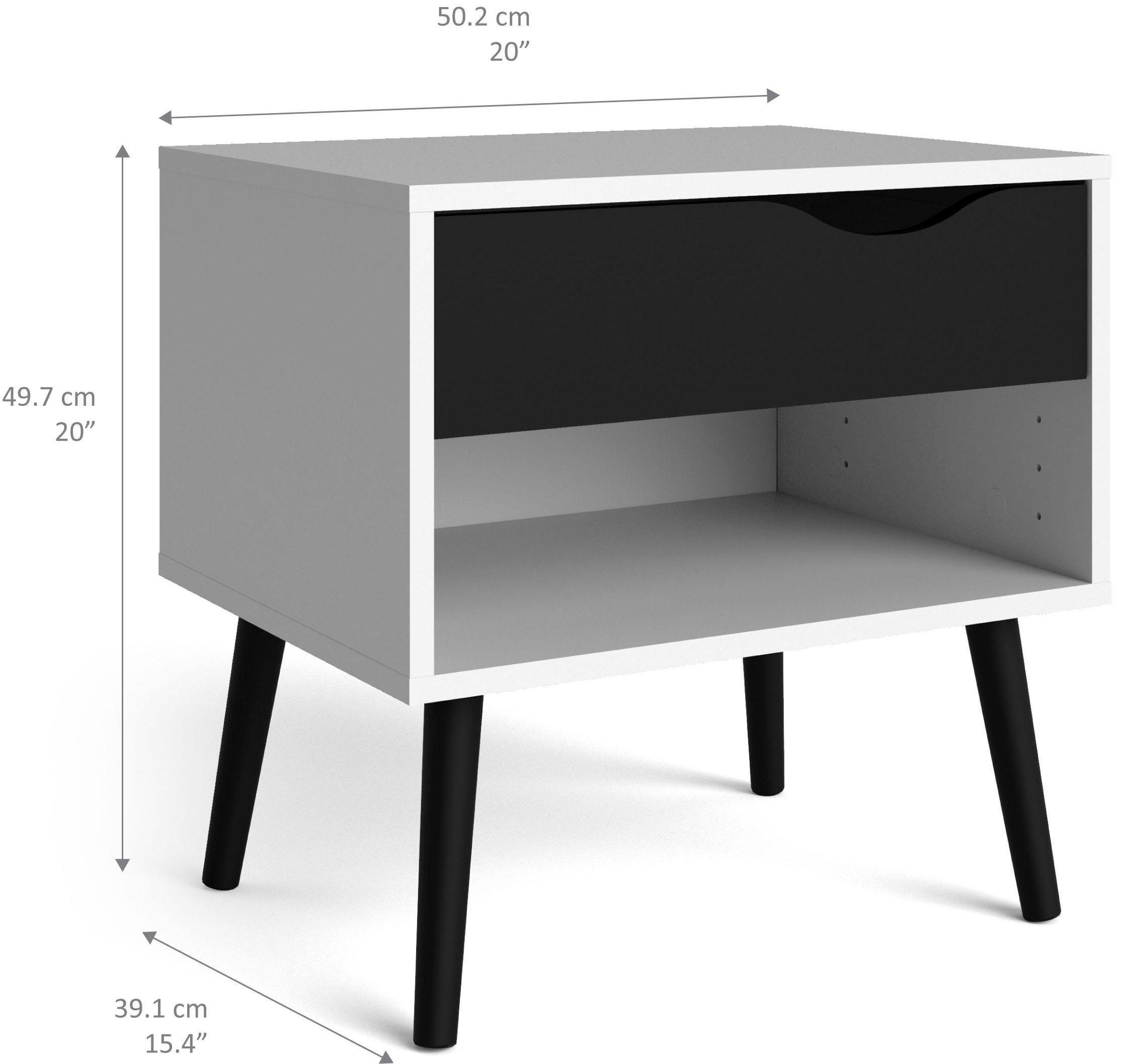 andas Nachttisch »Oslo Nachtkommode, Nachtschrank, Beistelltisch«, 1 Schublade, 1 offenes Fach, Breite 50 cm, Höhe 50 cm