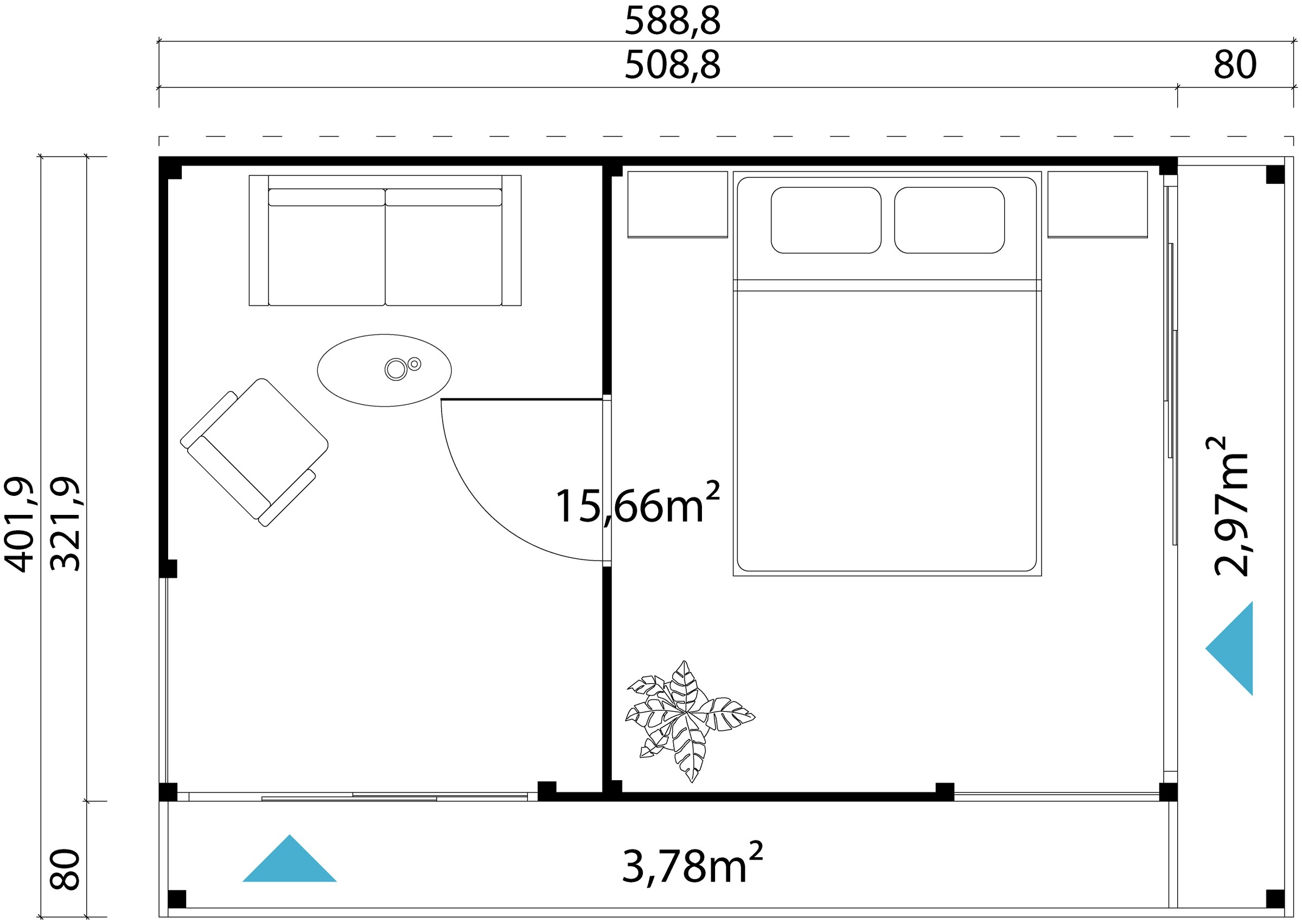 LASITA MAJA Gartenhaus »Domeo 3 Loggia Lichtgrau«, (Set), mit Überdachung, Position der Zwischenwand flexibel