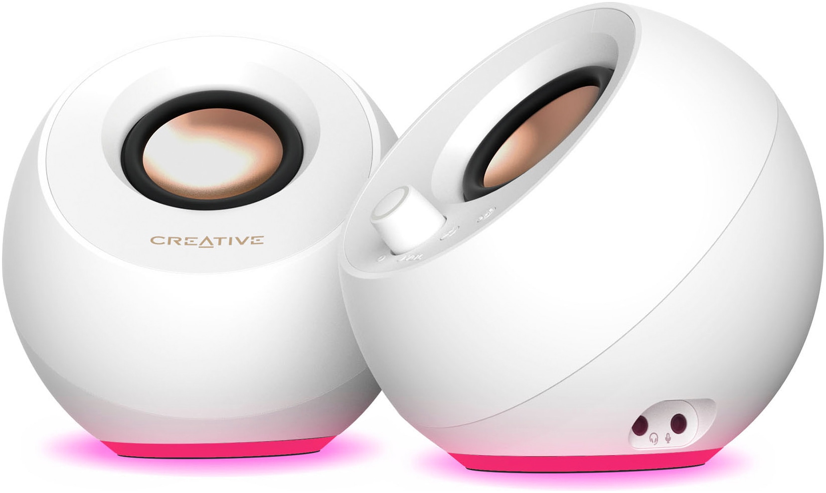Creative PC-Lautsprecher »Pebble Pro, 2.0, Bluetooth 5.3, USB Audio, RGB, weiss«, 3,5-mm-AUX-Eingang