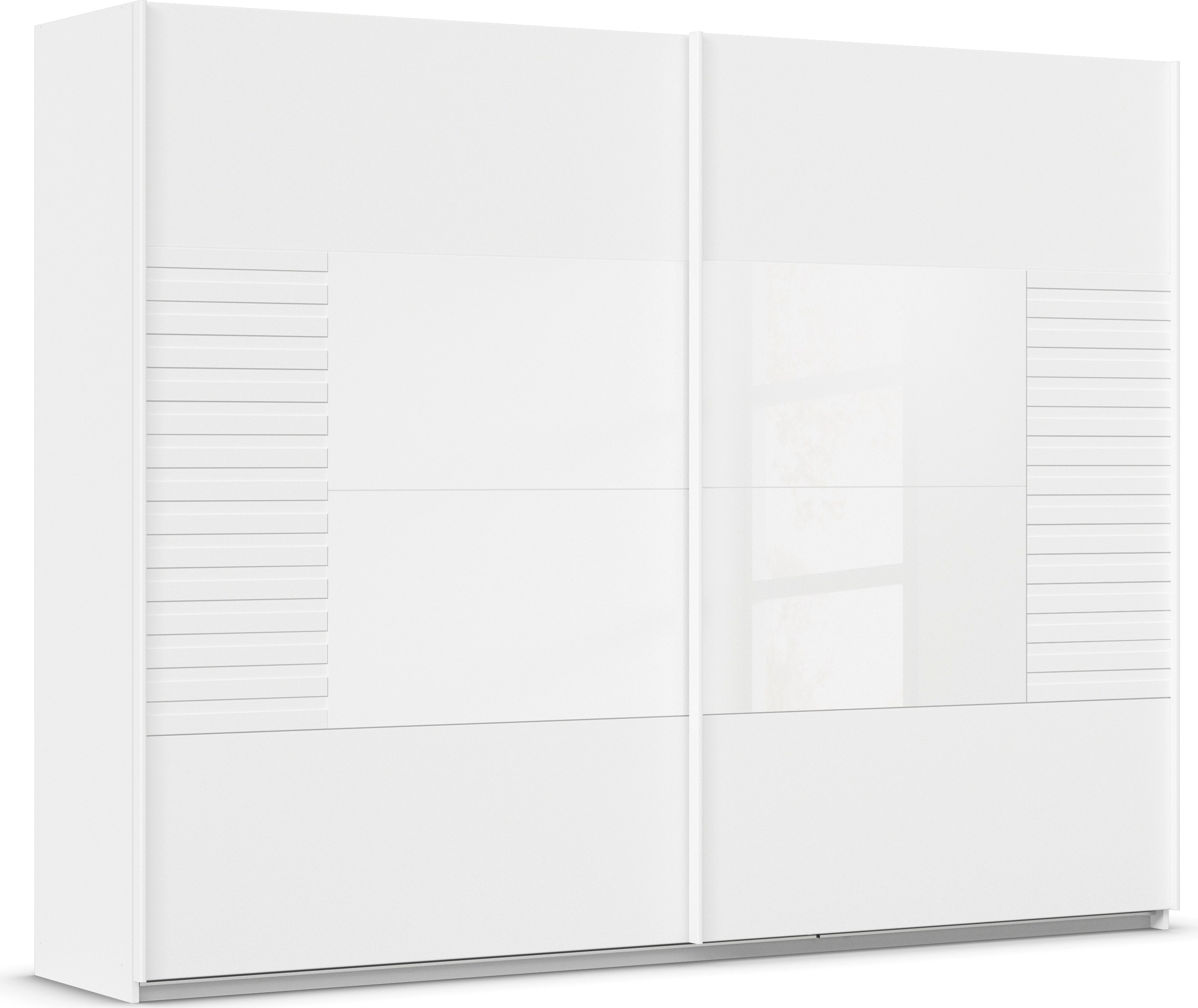 rauch Schwebetürenschrank »Kleiderschrank Schrank Garderobe Schlafzimmerschrank RUGA«, Auflagen in moderner Lamellen-Optik, mit Glasauflagen MADE IN GERMANY