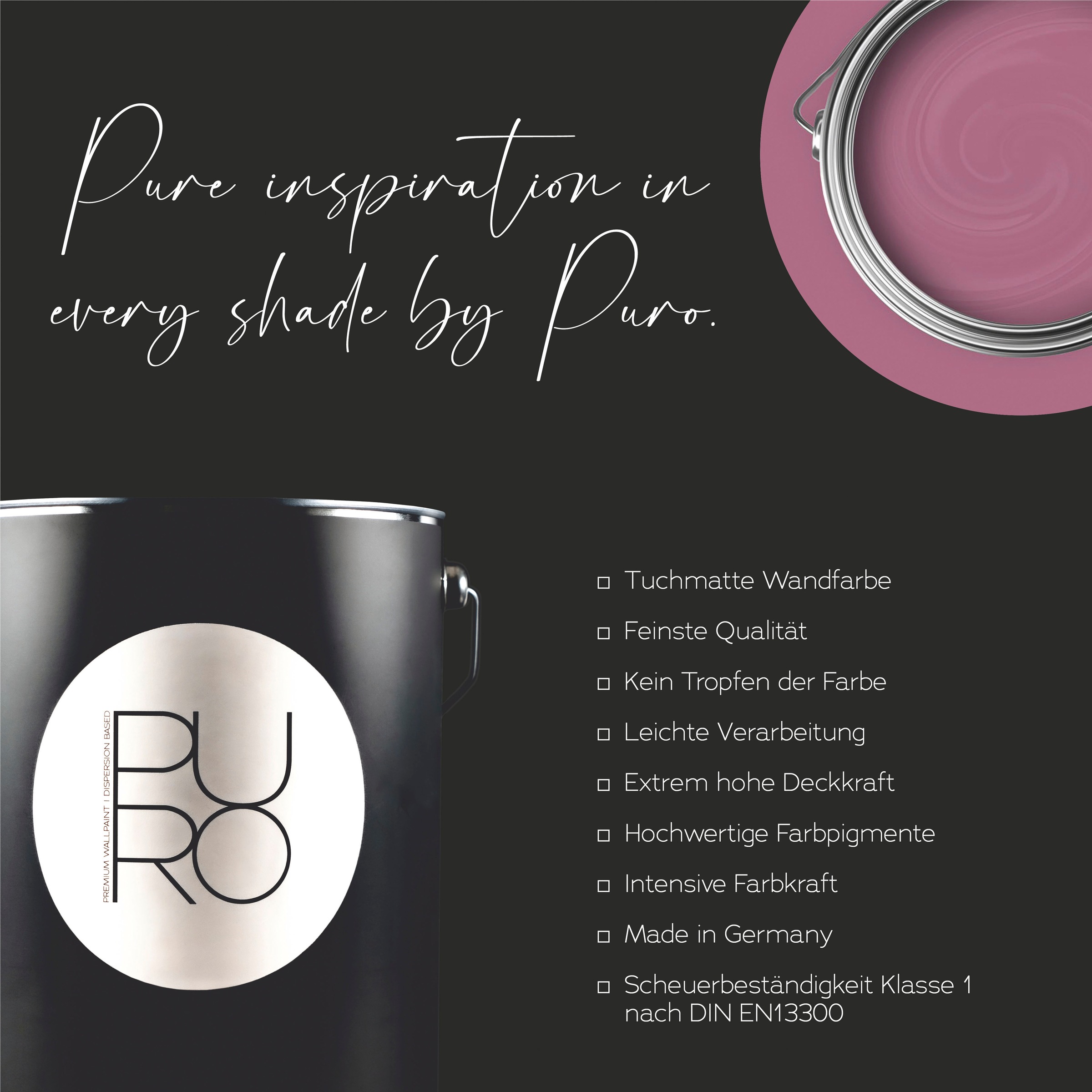 A.S. Création Wandfarbe »Premium Innenwandfarbe PURO Tuchmatt lovely rose« ideal für Wohnzimmer, Schlafzimmer, Flur und Küche, Farbwelt Rosa