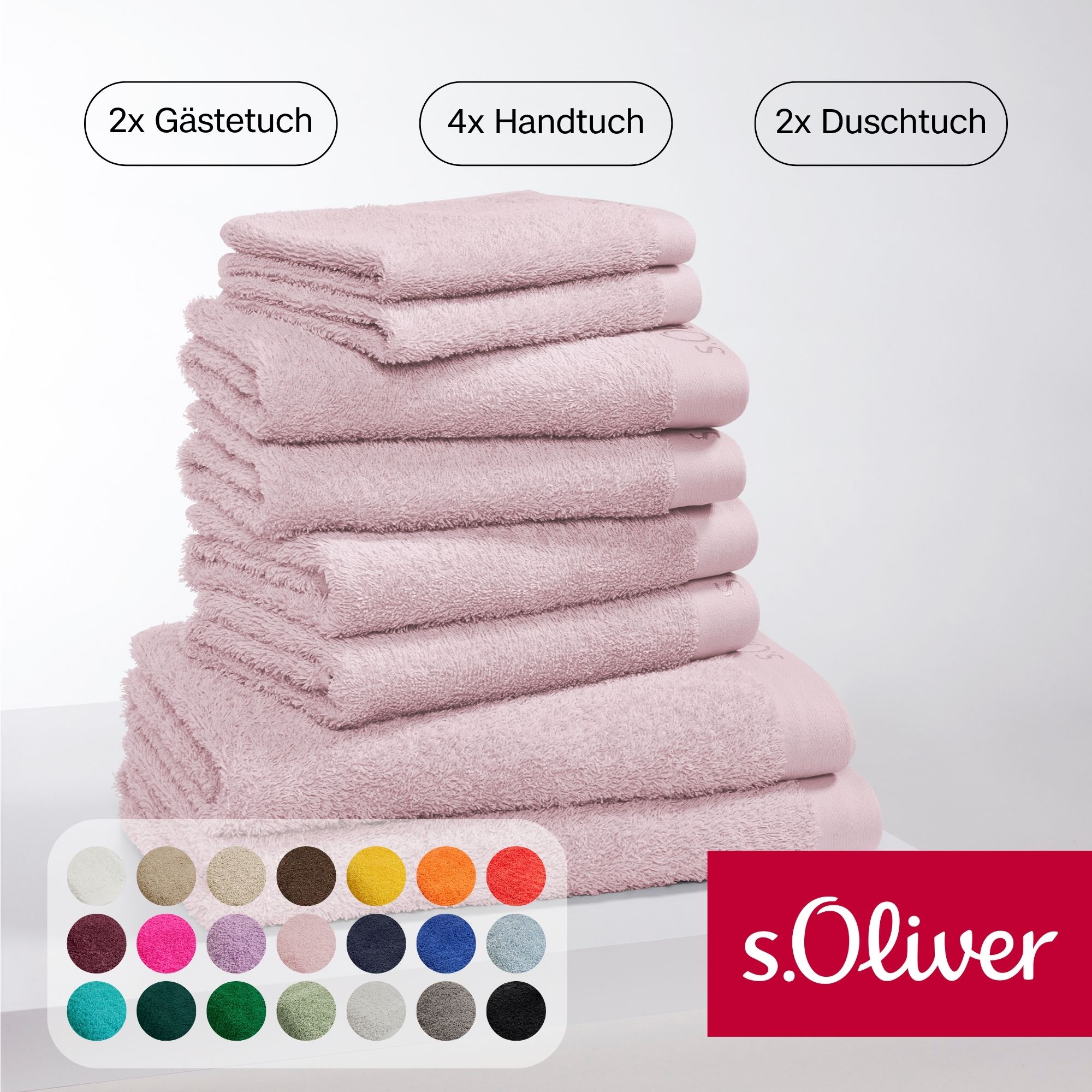 s.Oliver "s.Oliver, Premium Qualität, 600 gr/m²" Set 8 Stk. Walkfrottier 2 Gästetücher 30x50, 4 Handtücher 50x100, 2 Duschtücher 70x140