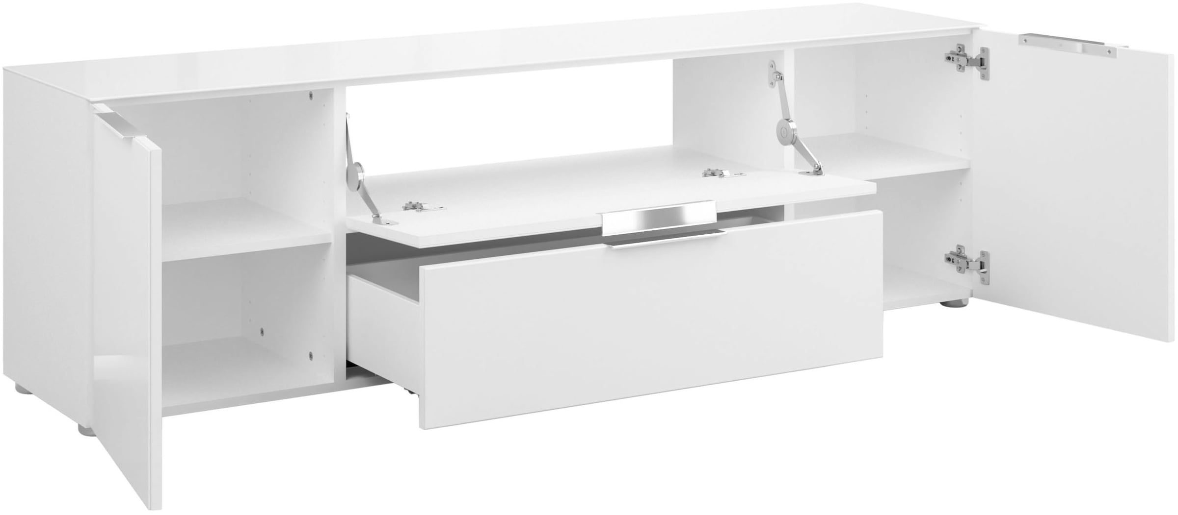 Manjana Möbel Lowboard »mit Chrom oder Schwarz matten Metallgriffen«