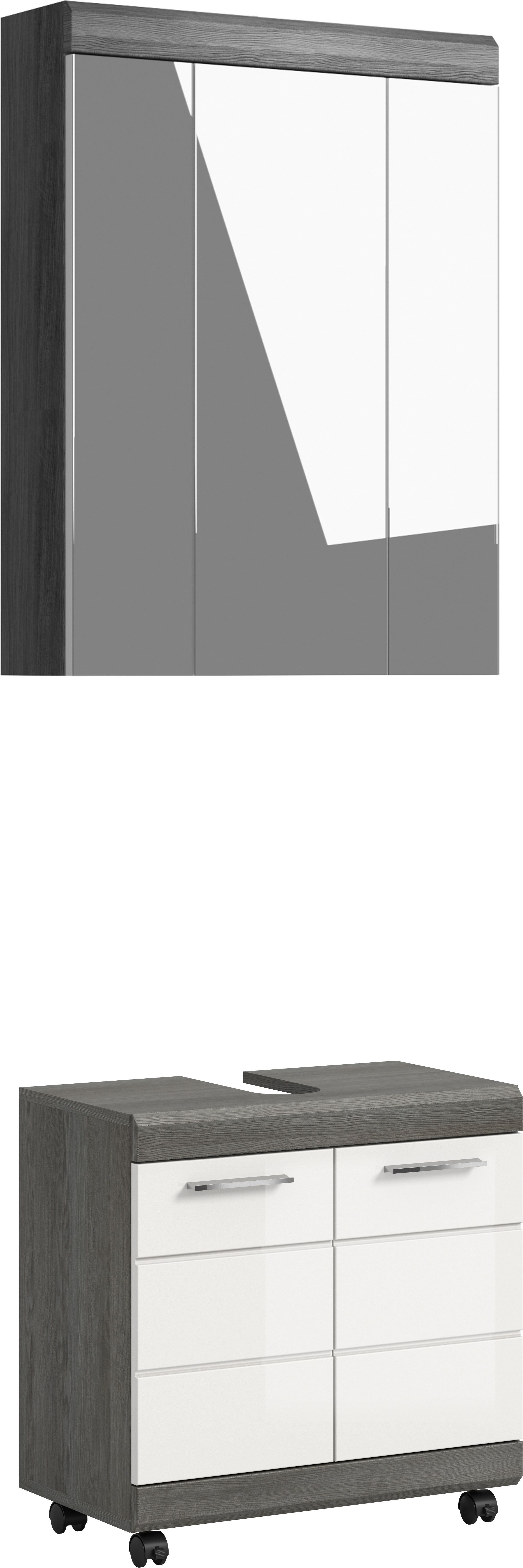 welltime "SIENA, 2 tlg., Waschbeckenunterschrank auf Rollen & Spiegelschrank" TOPSELLER, 2 Stk. tlg.