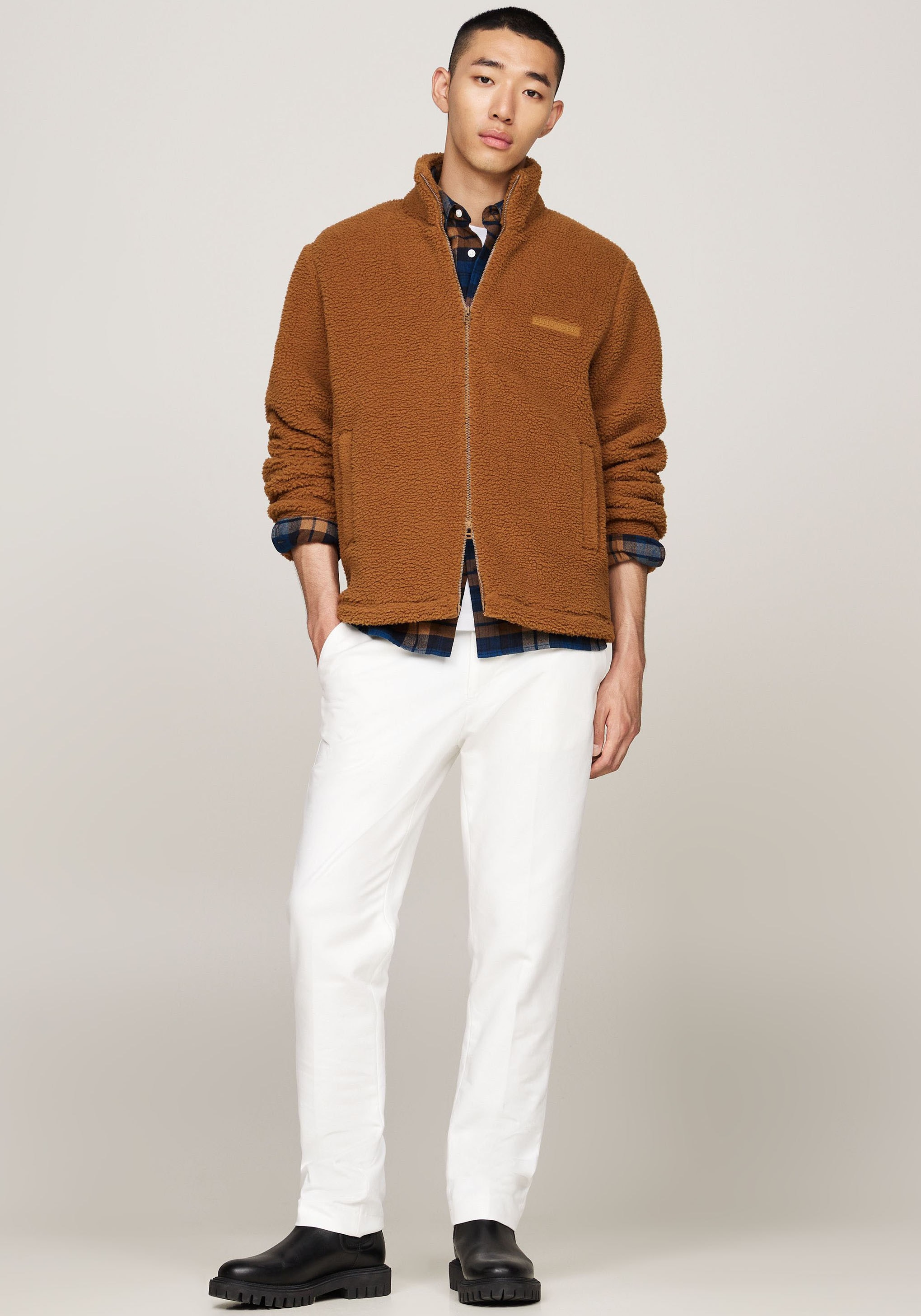 Tommy Hilfiger Sweatjacke »MONOTYPE TEXTURED FLEECE ZT«, aus strukturiertem Teddy-Fleece