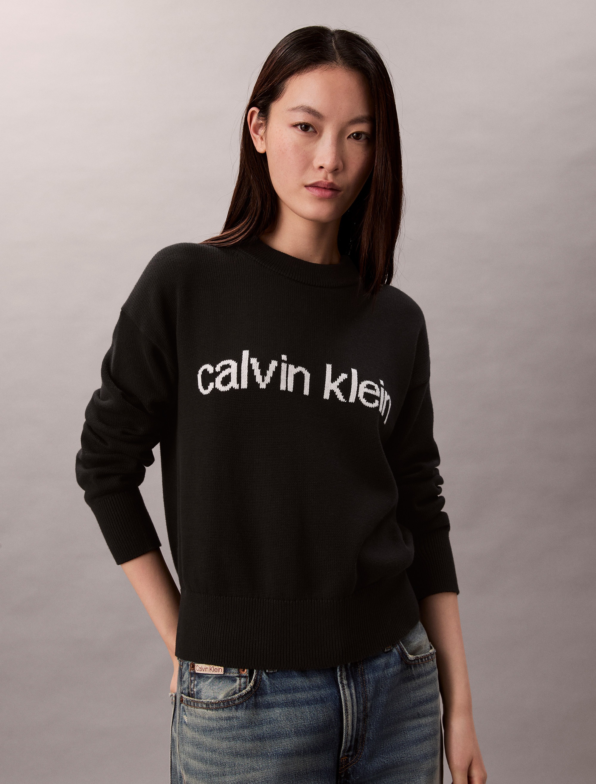 Calvin Klein Jeans Strickpullover "Cotton Graphic Pullover" Mit Rundhalsaus günstig online kaufen