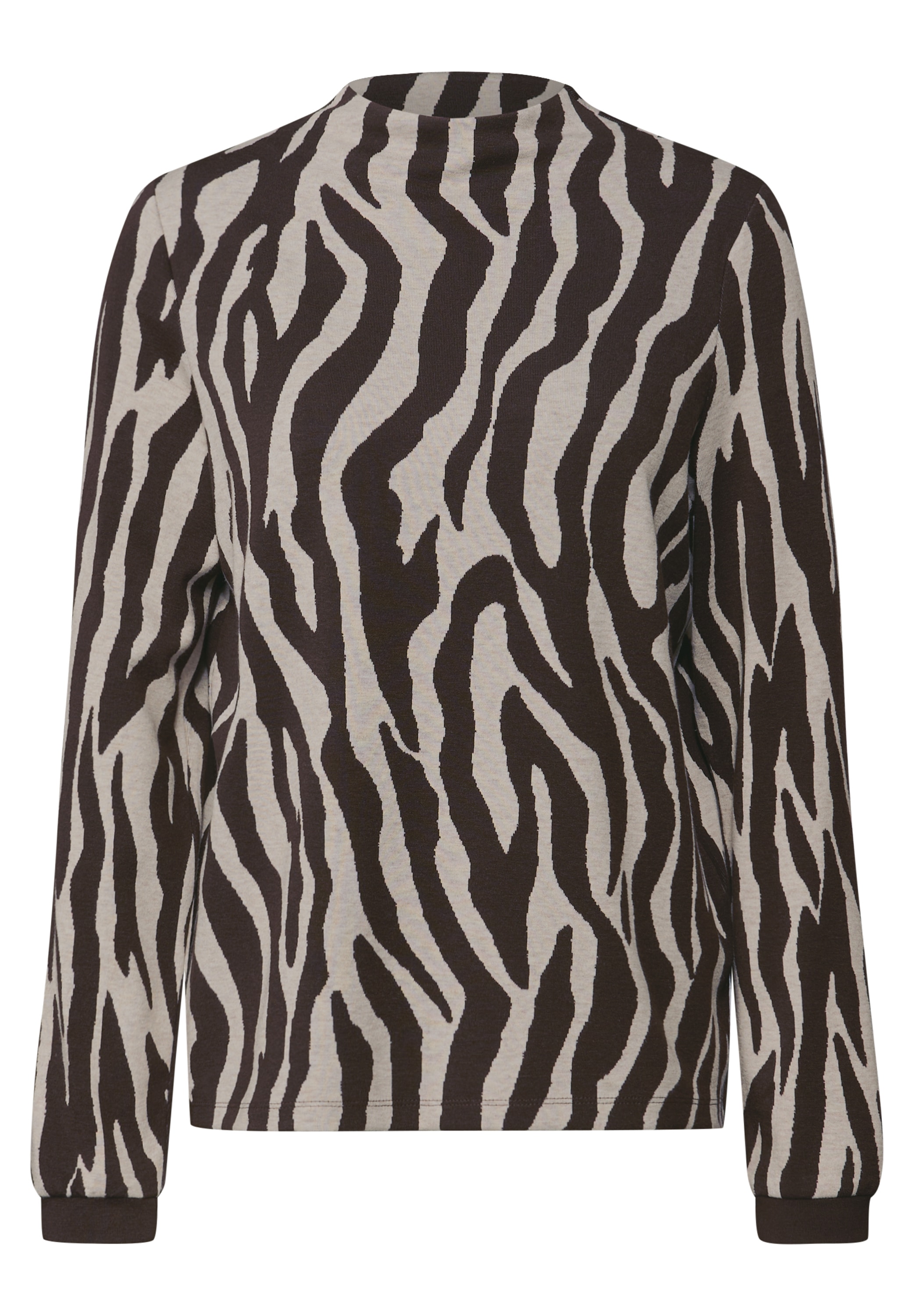 STREET ONE Rundhalspullover, mit Zebra Print, Animal Print