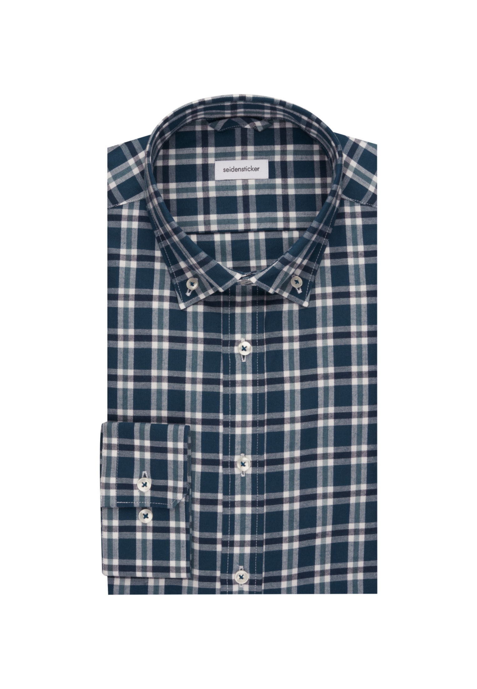 seidensticker Flanellhemd »Slim«, Slim Langarm Button-Down-Kragen Karo