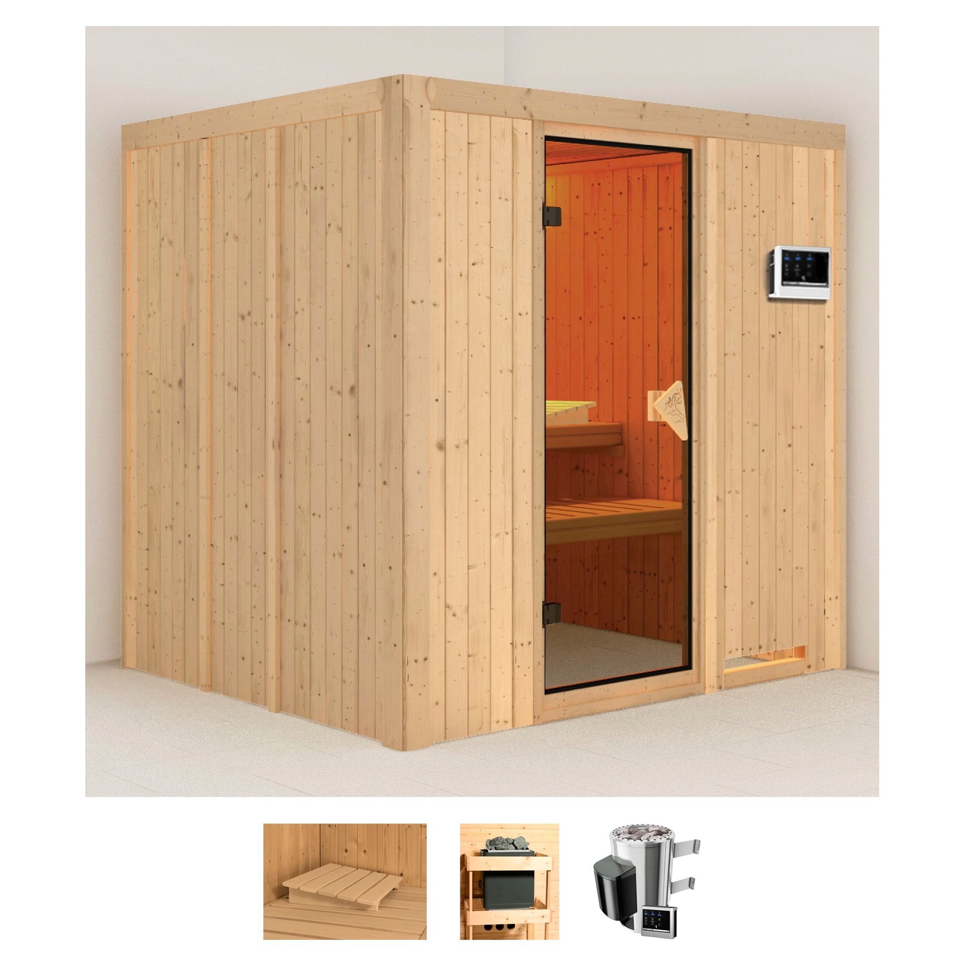 Karibu 1100000002199 "Dima" Set, Ofen 3,6 kW externe Strg.easy