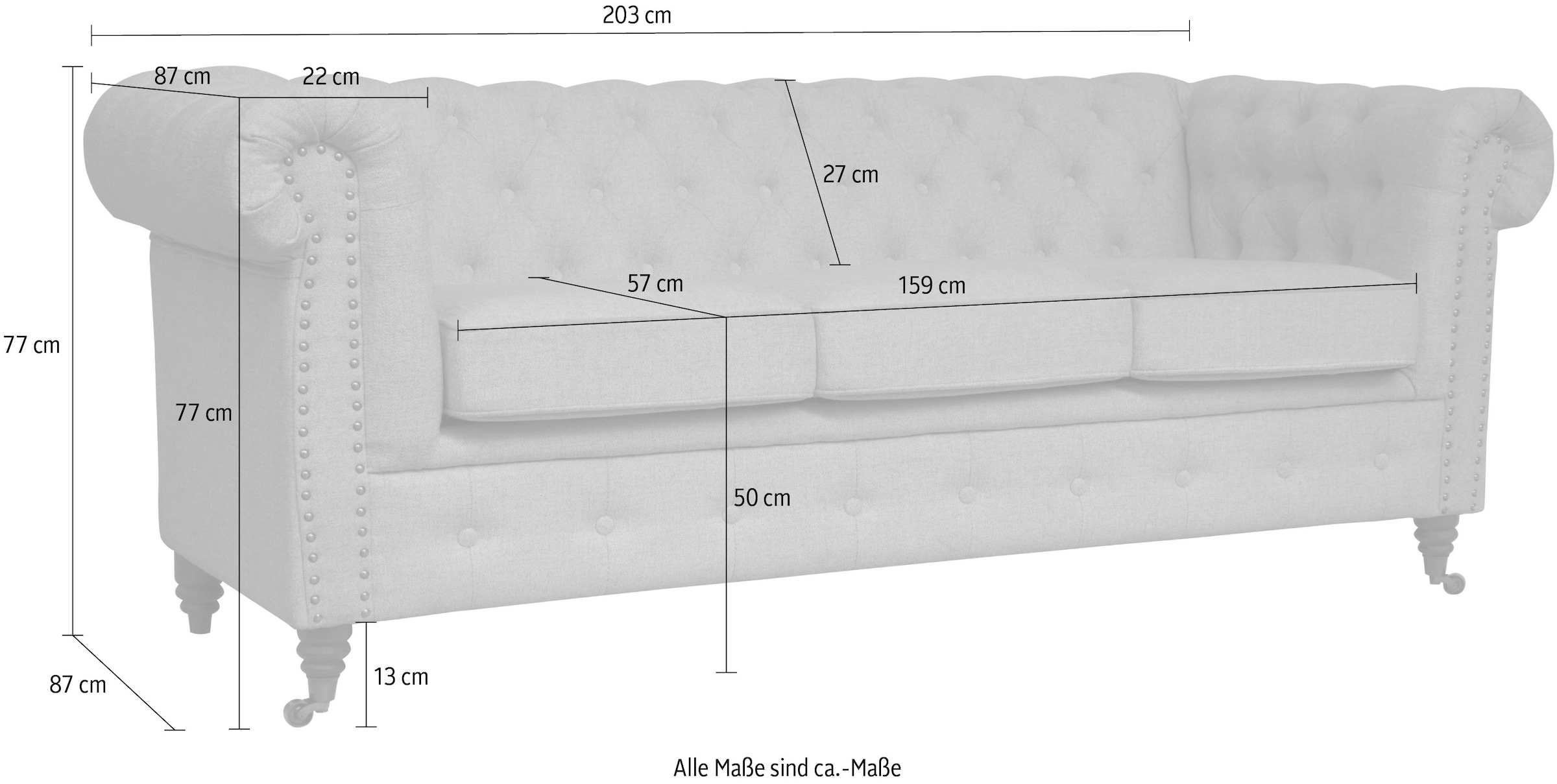 Home affaire Chesterfield-Sofa »Aarburg«, aufwändige Knopfheftung und Ziernägel im Chesterfield-Design