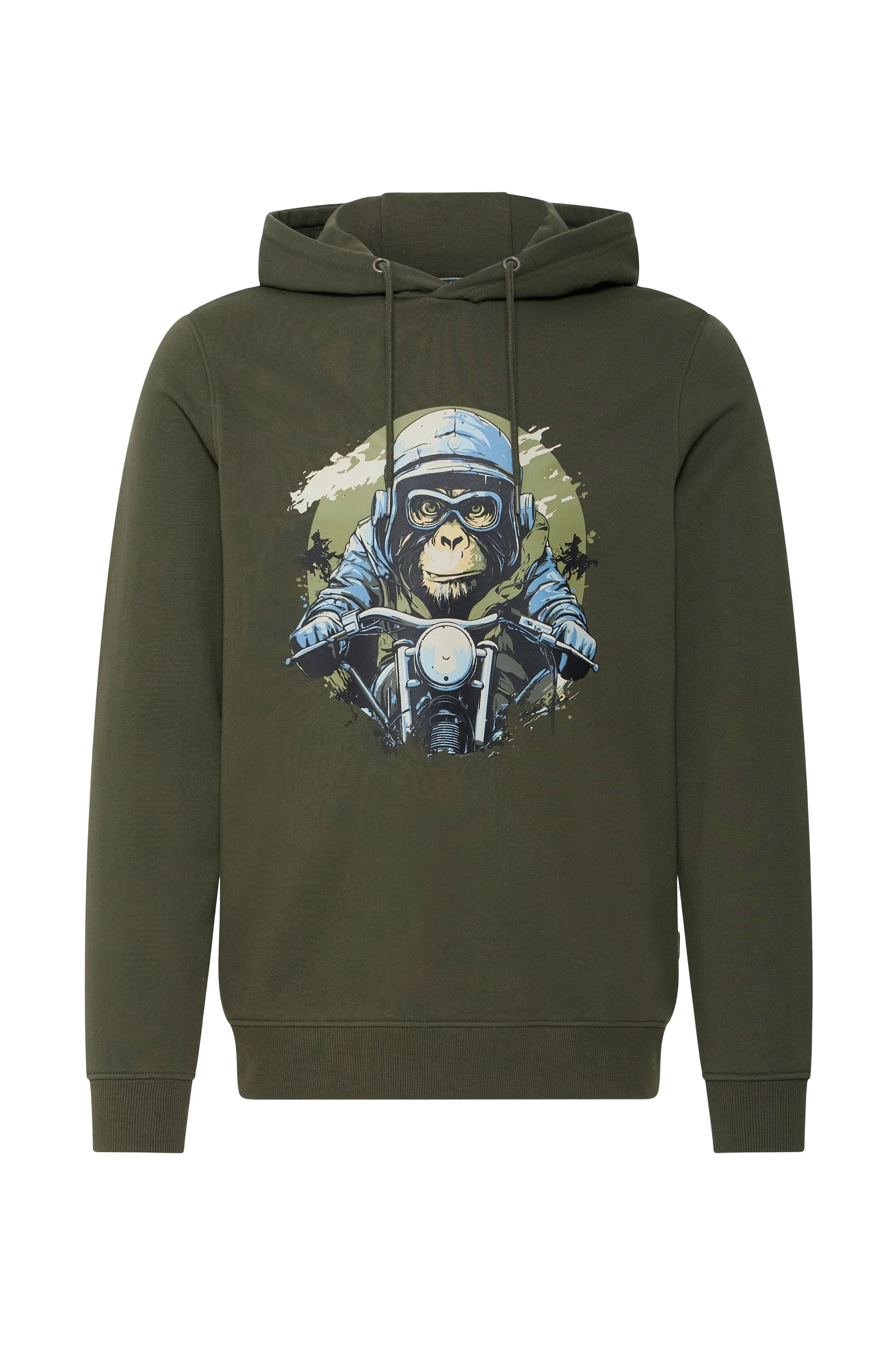Kapuzenpullover BLEND "Hoodie BHRona Animal print", Herren, Gr. XL, schwarz (forest night), Obermaterial: 55% Polyester PES. 45% Baumwolle CO., Pullover Kapuzenpullover 4