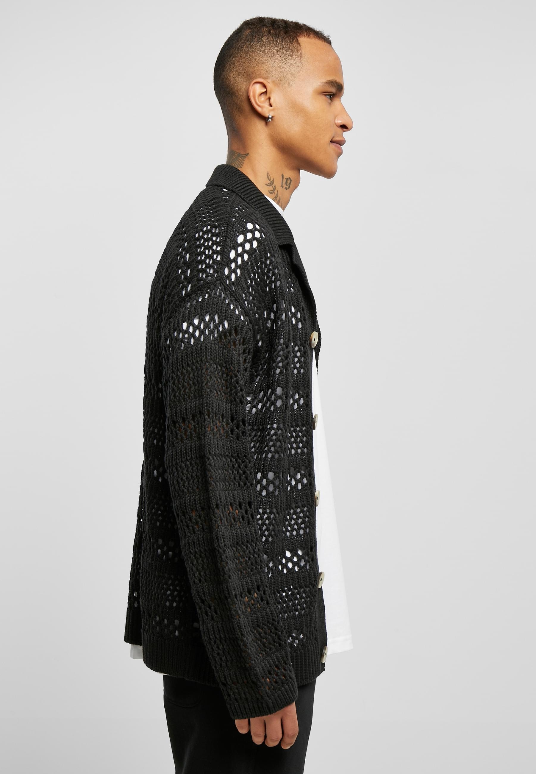 URBAN CLASSICS Strickfleecejacke »Urban Classics Herren Crocheted Cardigan«, (1 St.), ohne Kapuze