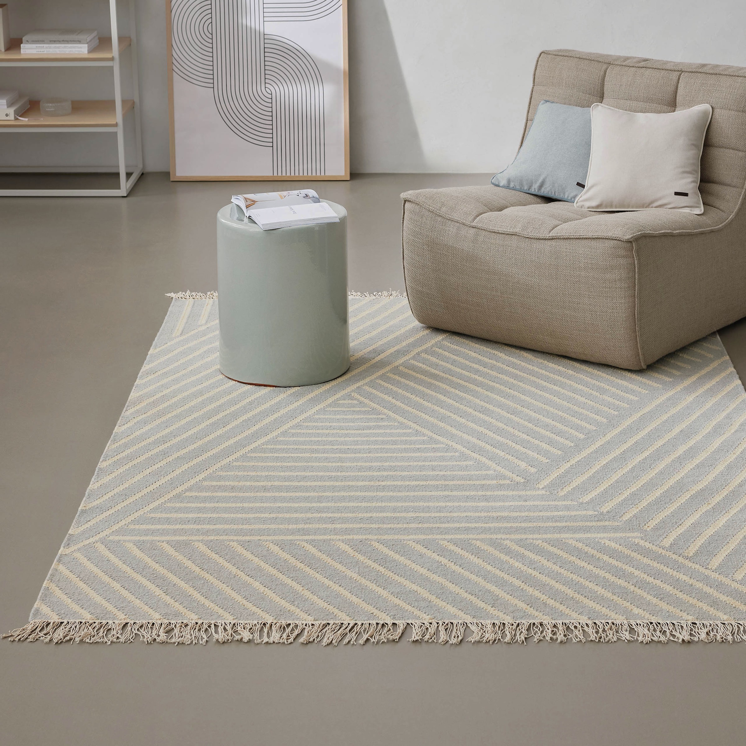 Wecon home Teppich »Modern Pop«, rechteckig, 5 mm Höhe, handgewebt, robust, strapazierfähig, skandinavisch, Naturfaser