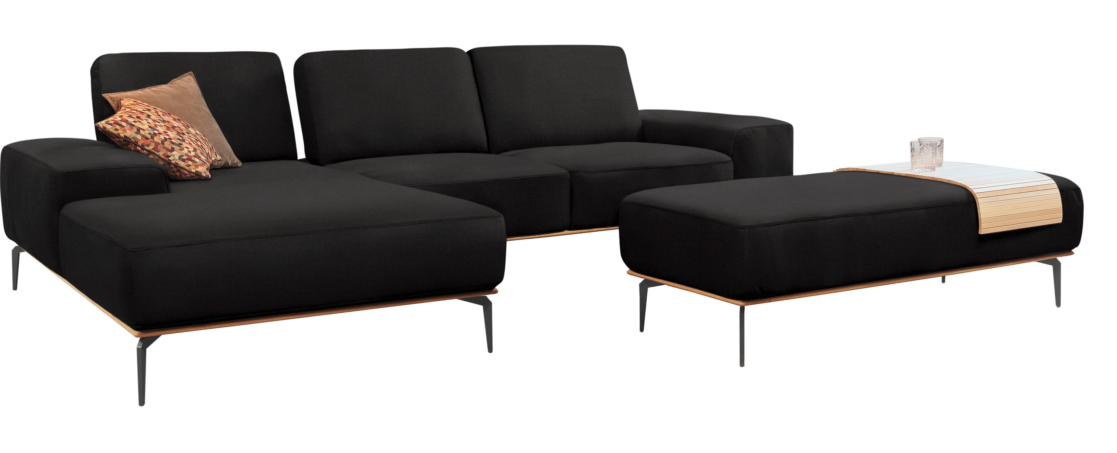 Thumbnail - W.SCHILLIG Ecksofa "run, Designsofa mit tollem Sitzkomfort, bequem, L-Form", mit Holzsockel, Füße in Schwarz pulverbesch...