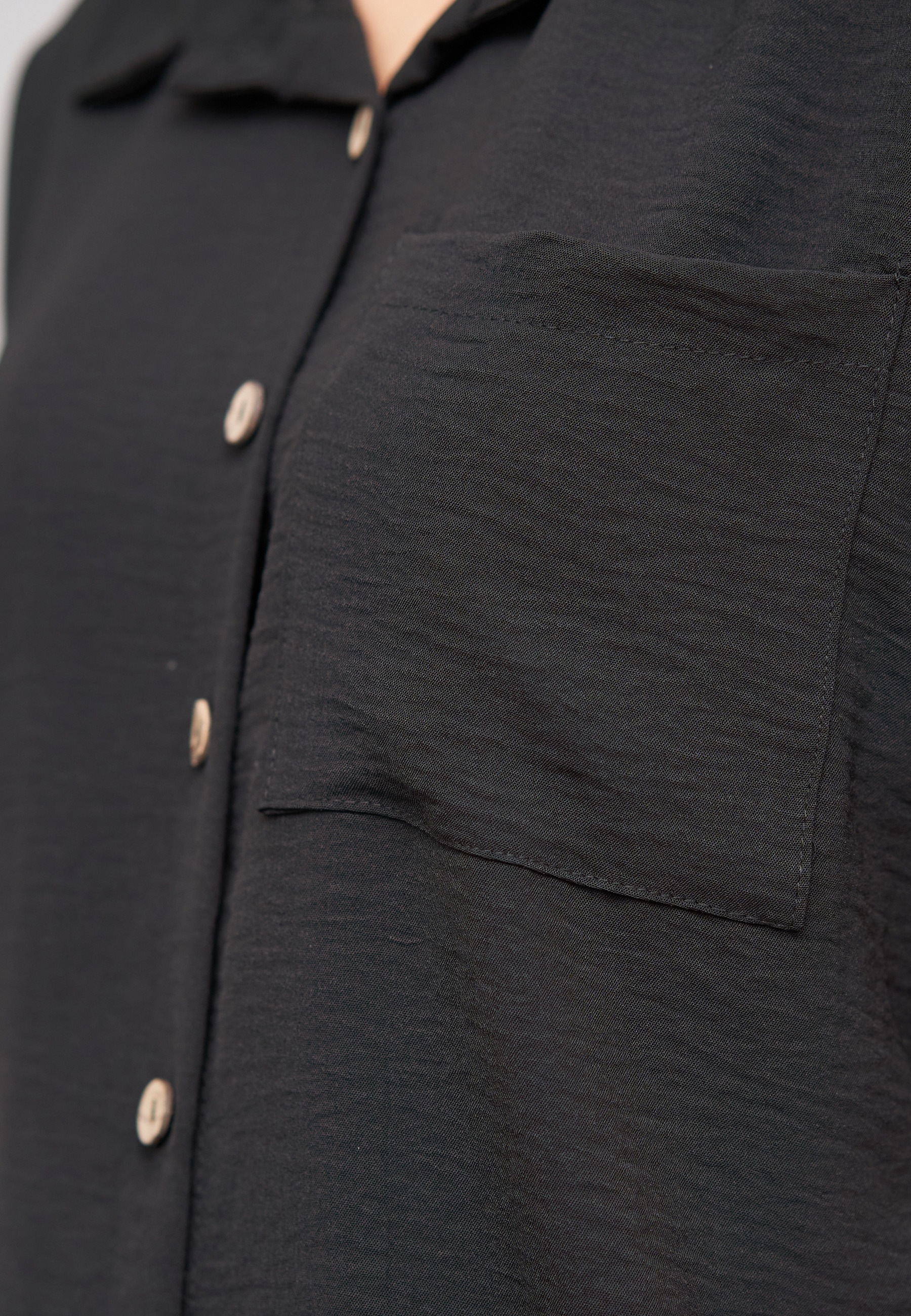 CLOUD 5IVE T-Shirt »CLOUD 5IVE Musselin Kurzarm Hemd mit Knopfleiste und Brusttasche« 1