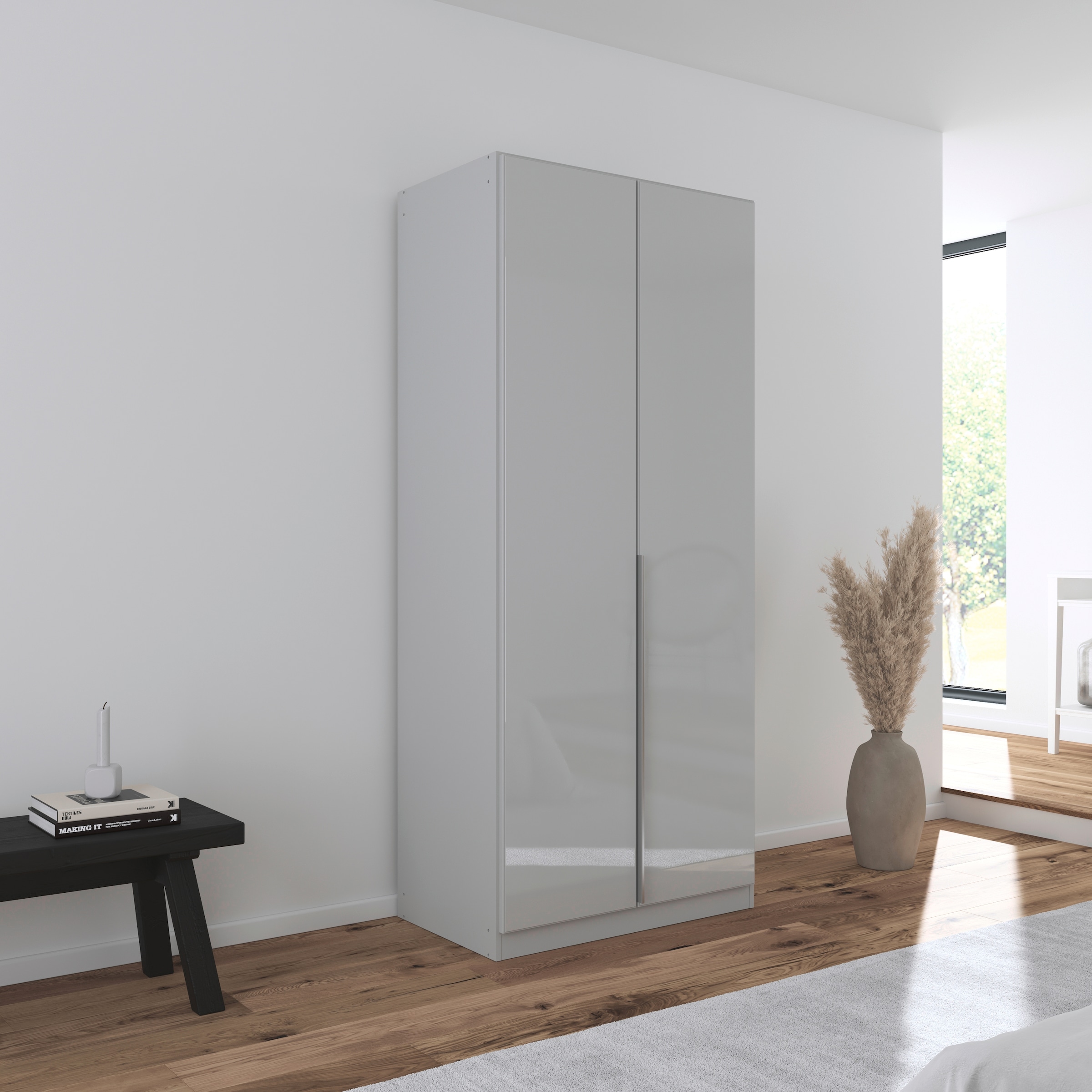 rauch Drehtürenschrank »Kleiderschrank Kleiderschränke Schrank Garderobe AGORDO mit Glasfront«, (in zwei Griff-Farben), durchdachte Innenausstattung, in 6 Breiten und 2 Höhen MADE IN GERMANY