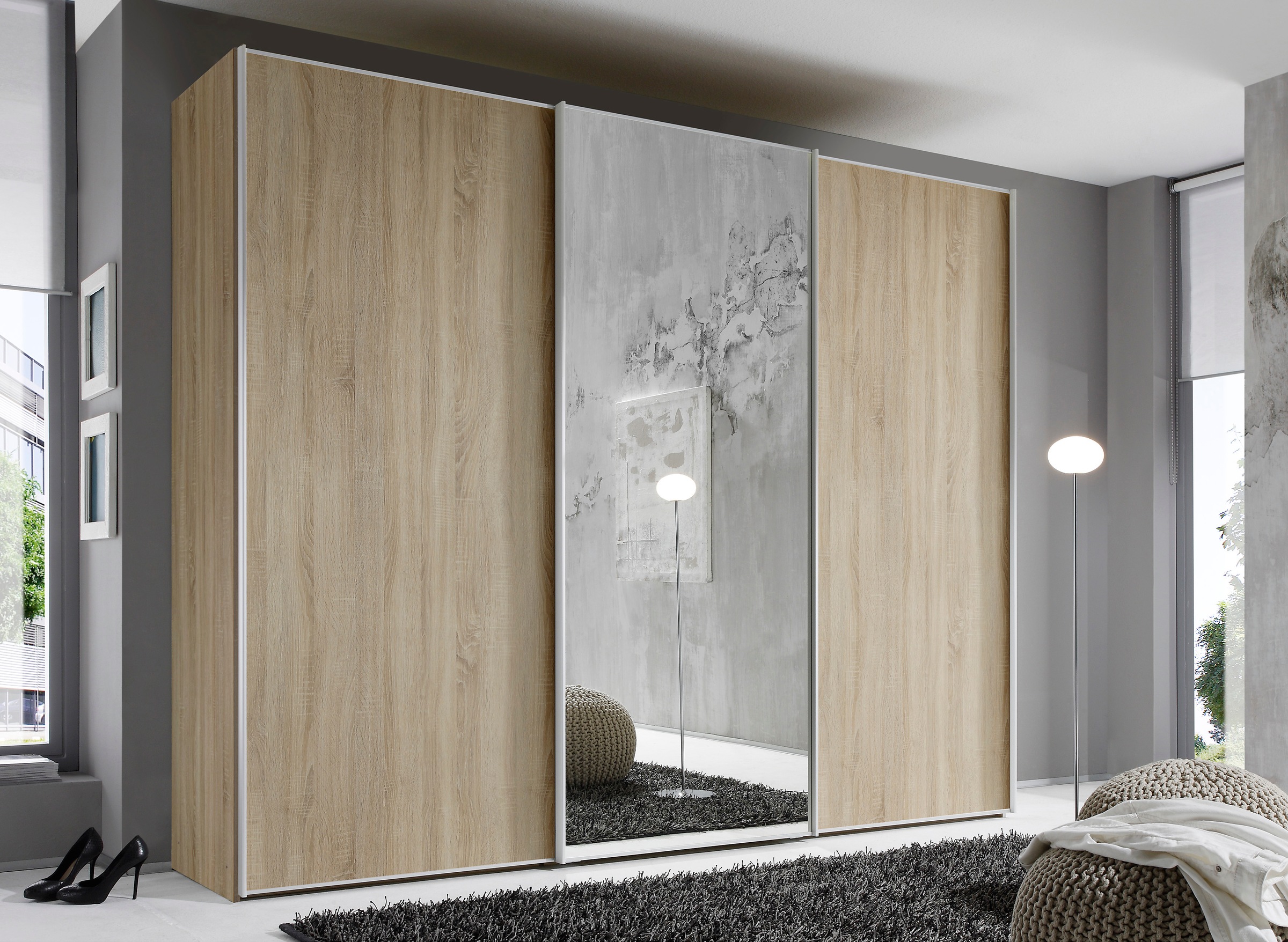 STAUD Schwebetürenschrank »Sinfonie Plus, edles Design in hochwertiger Qualität, Made in Germany«, Mit Spiegeltür und vier verschiedenen Ausstattungsvarianten