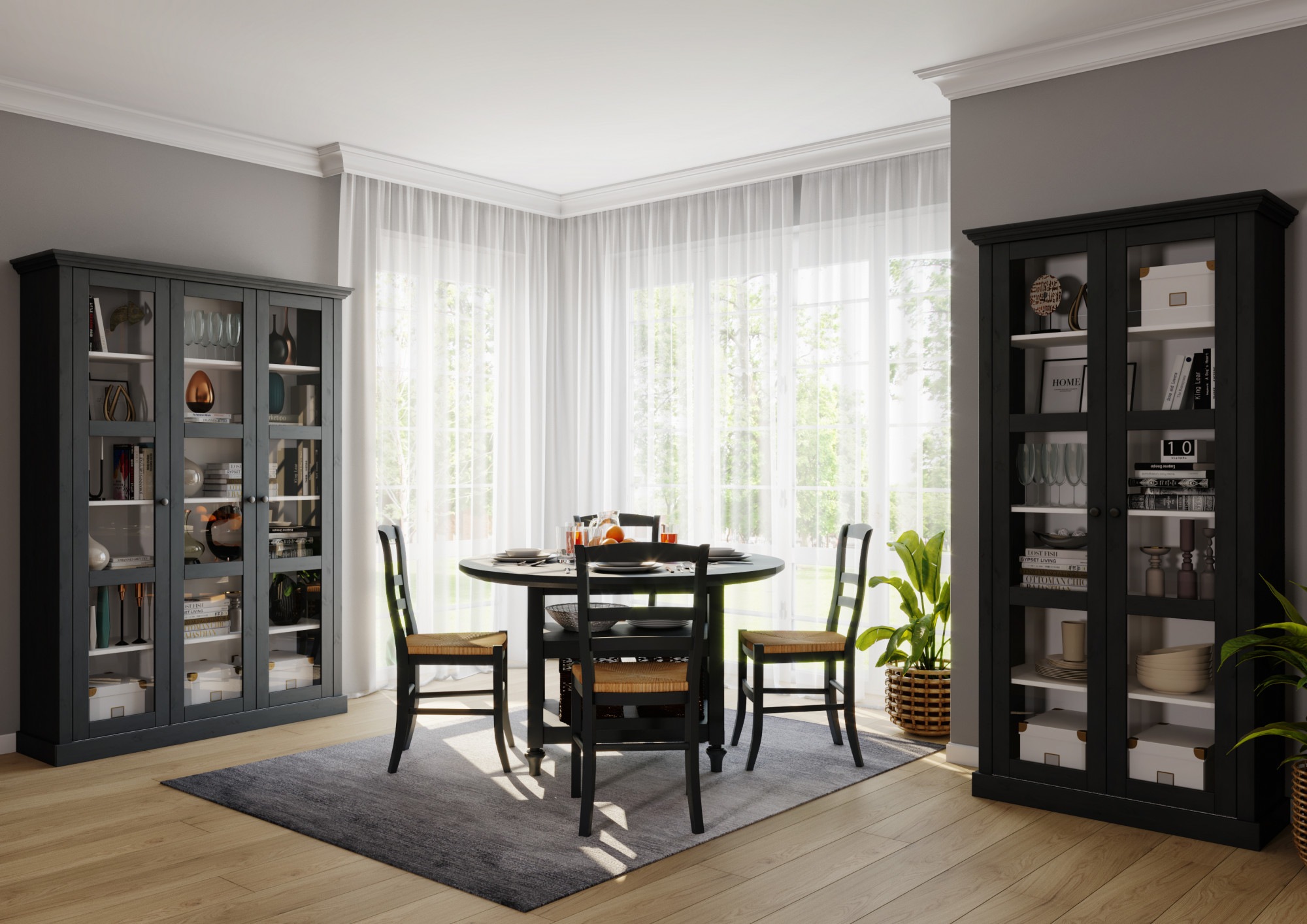 OTTO home Vitrine "Meliss" aus massiver Kiefer, mit viel Stauraum günstig online kaufen