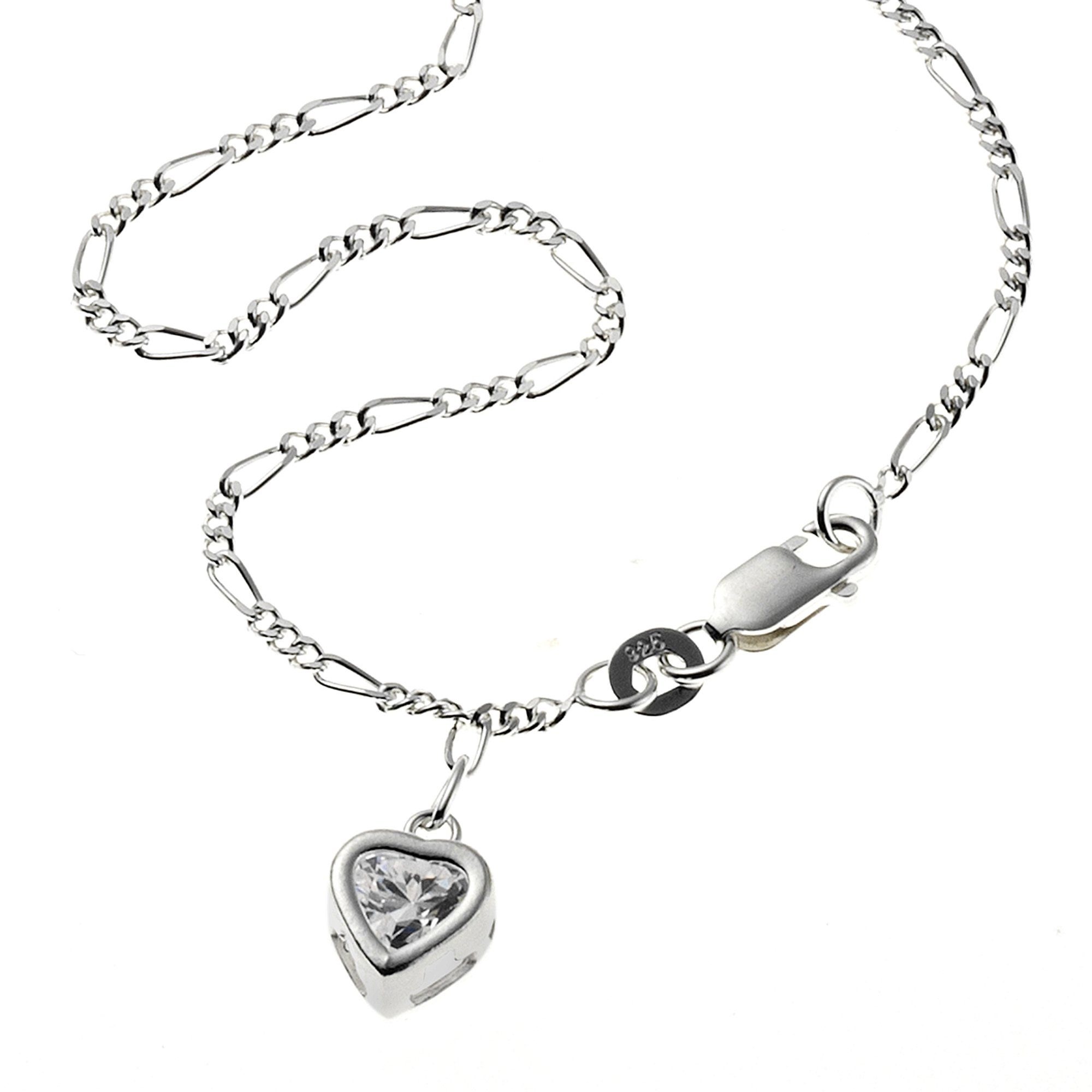 Zeeme Fußkette »925/- Sterling Silber Herz Zirkonia«, Fußkette kaufen
