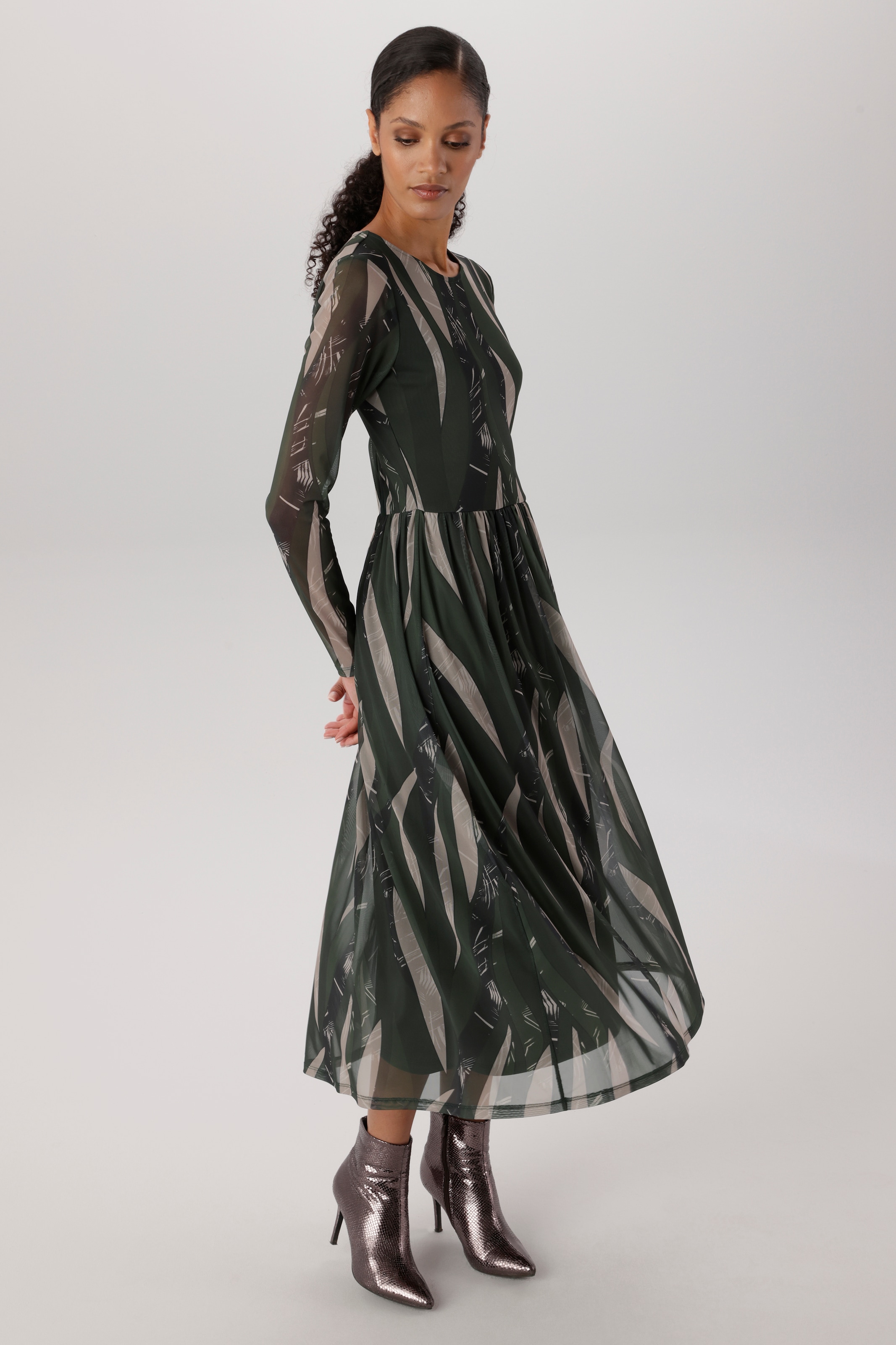 Aniston SELECTED Midikleid in Mesh-Qualität und harmonischer Musterung - NEUE KOLLEKTION