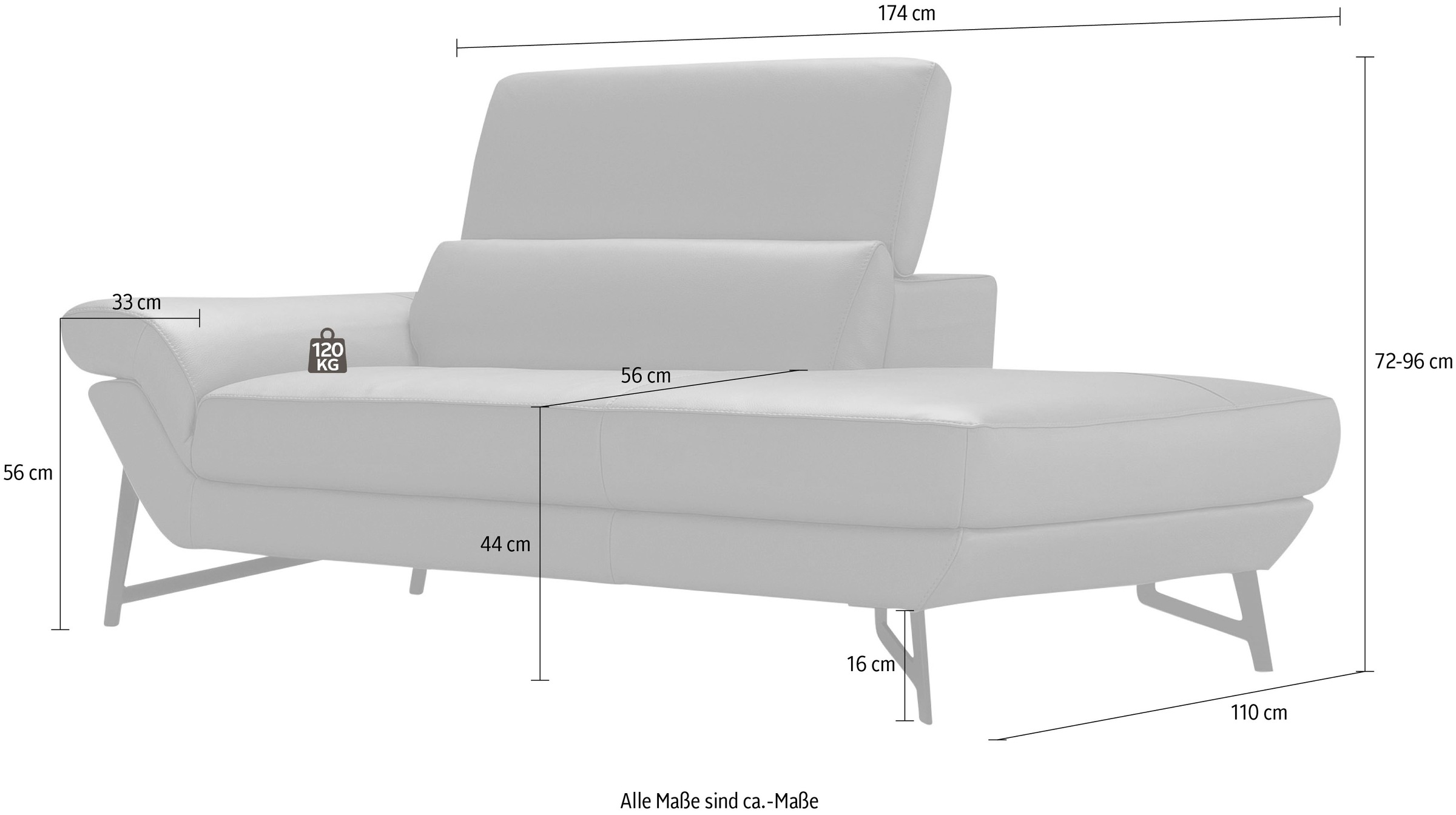 Egoitaliano Ottomane »Narcisa, Designsofa«, mit verstellbarer Kopfstütze, Solitärmöbel als Blickfang