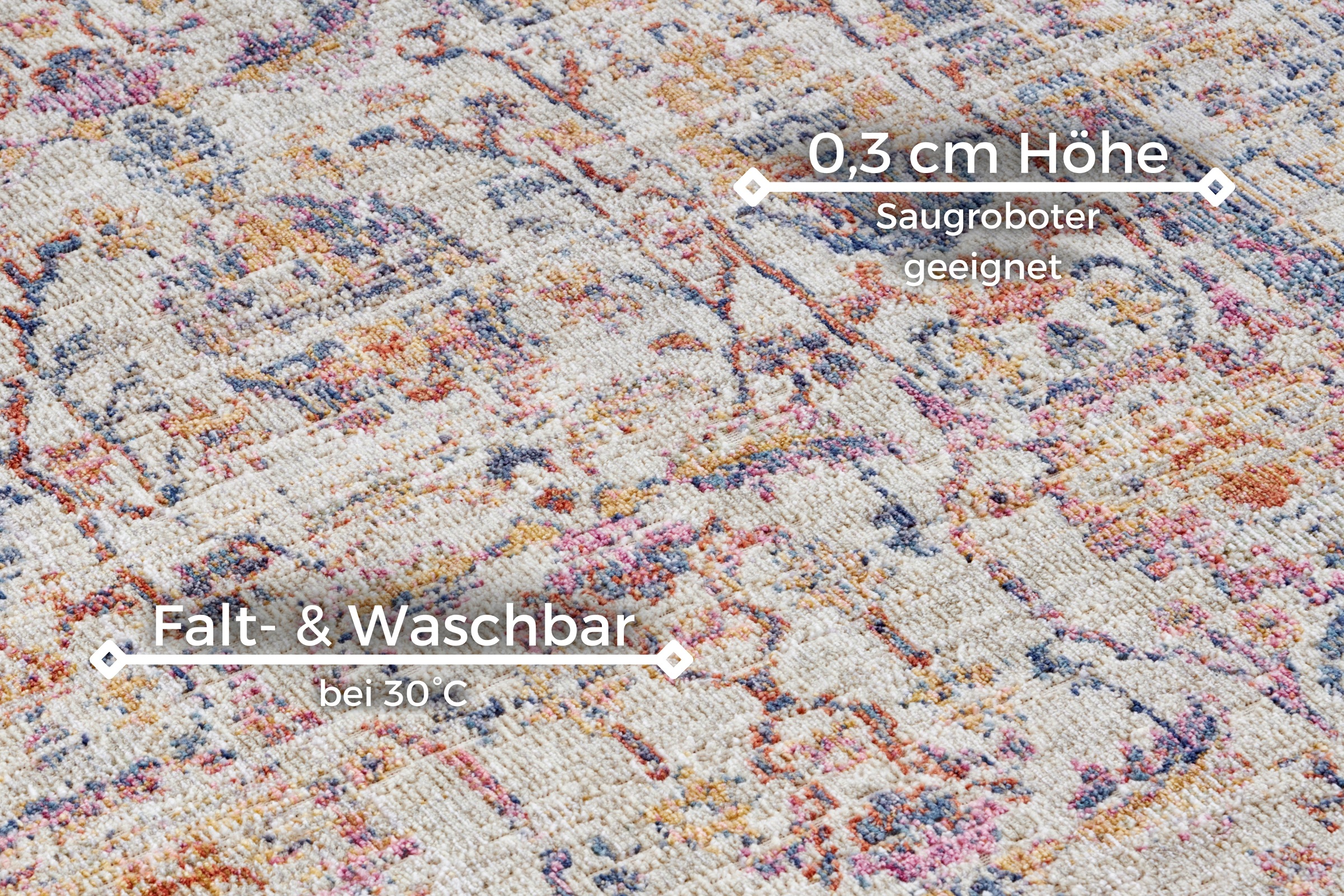 Teppich HANSE HOME "Luxor", bunt (creme,bunt), B:75cm H:3mm L:120cm, Polypropylen (PP), Teppiche, Teppich, In-& Outdoor, Läufer, wetterfest, Balkon, Wohnzimmer, Orient 3