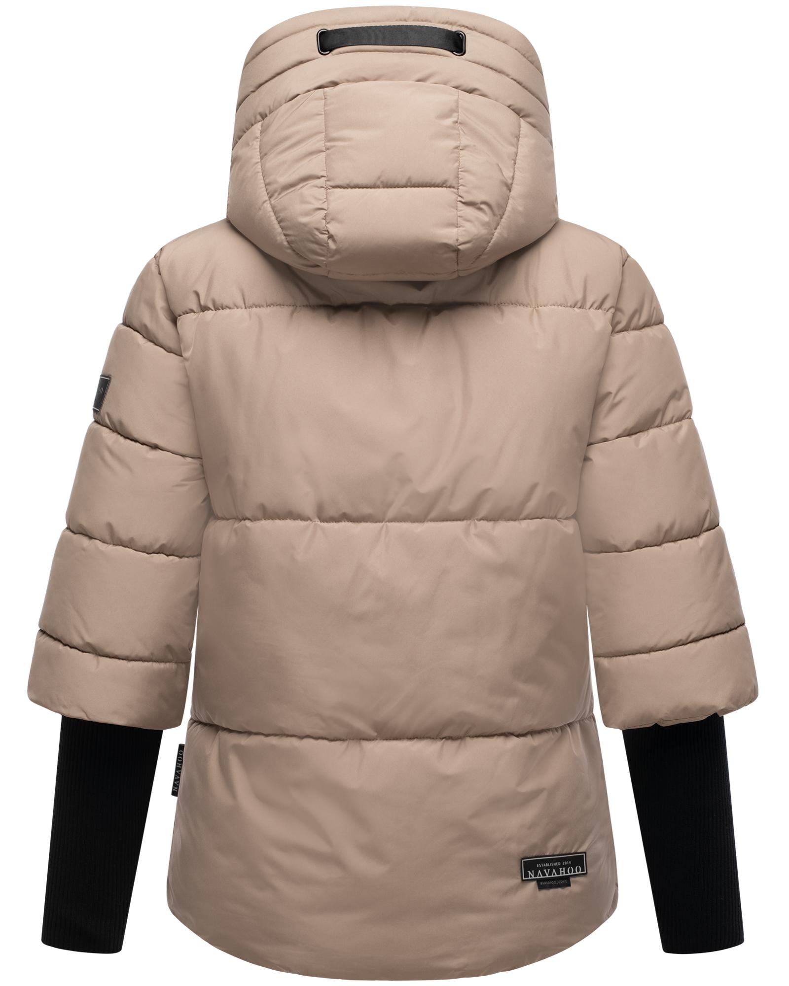 Navahoo Steppjacke »Lotusherz XIV«, mit Kapuze, Warme gesteppte Winterjacke mit Rippstrickärmeln