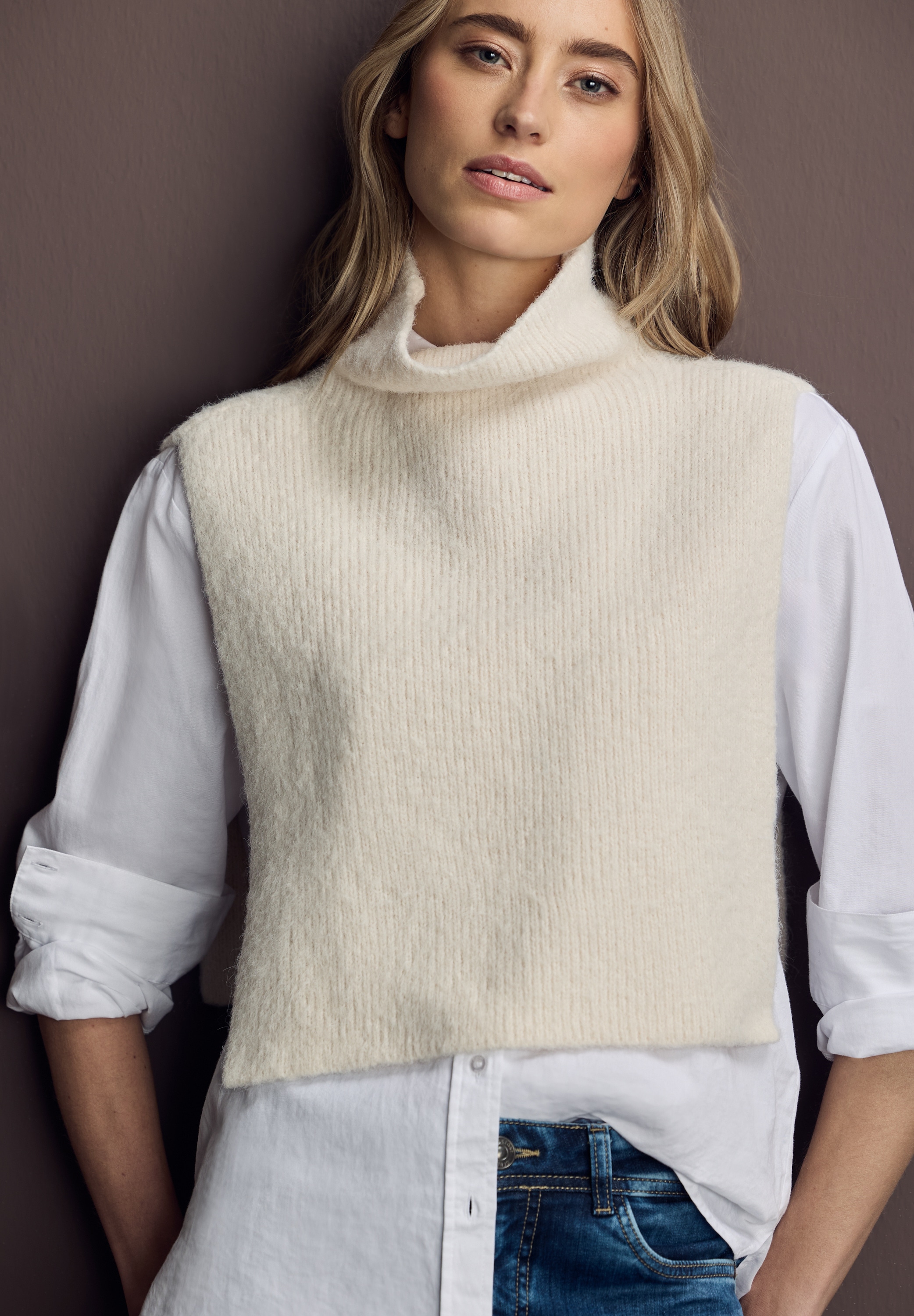 STREET ONE Strickponcho mit Federgarn