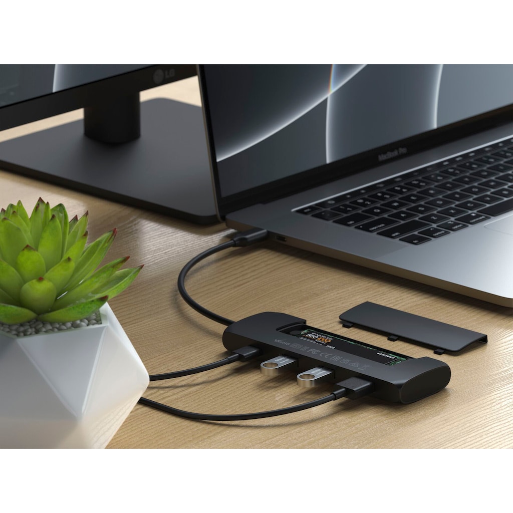 Satechi Laptop-Adapter »USB-C Hybrid Multiport Adapter with SSD Enclosure«, USB-C zu USB Typ A-USB Typ C-HDMI-SATA