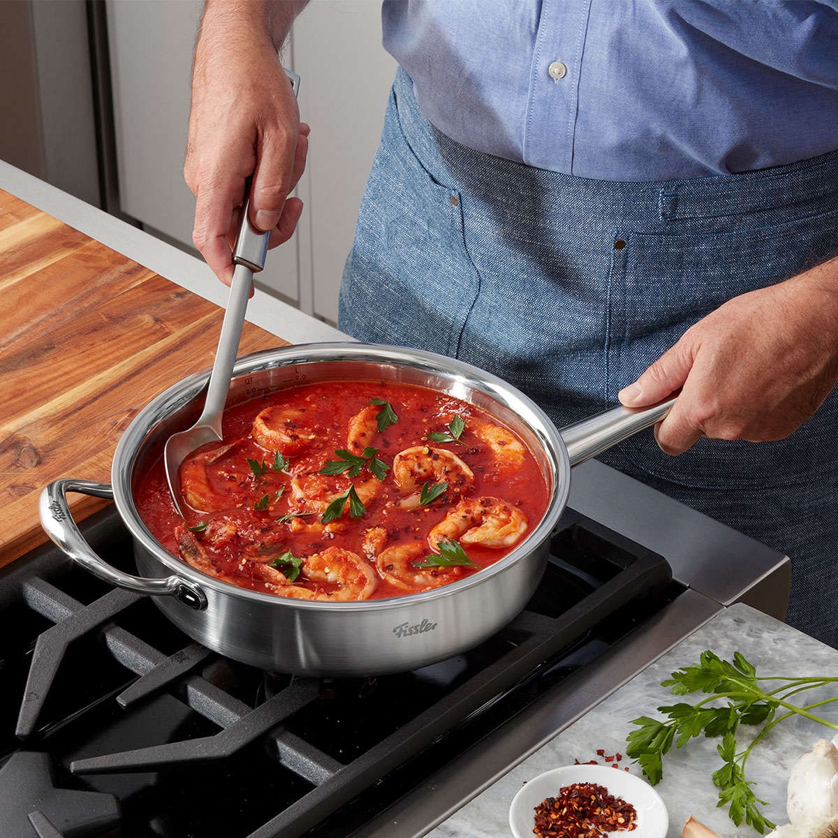 Fissler Topf-Set »Fissler M5 Pro-Ply®, Edelstahl-Topfset (7-teilig)« Set, 7-teilig: Bratpfanne, Kochtopf, Sauteuse und Stielkasserolle, 7 tlg. Edelstahl 18/10