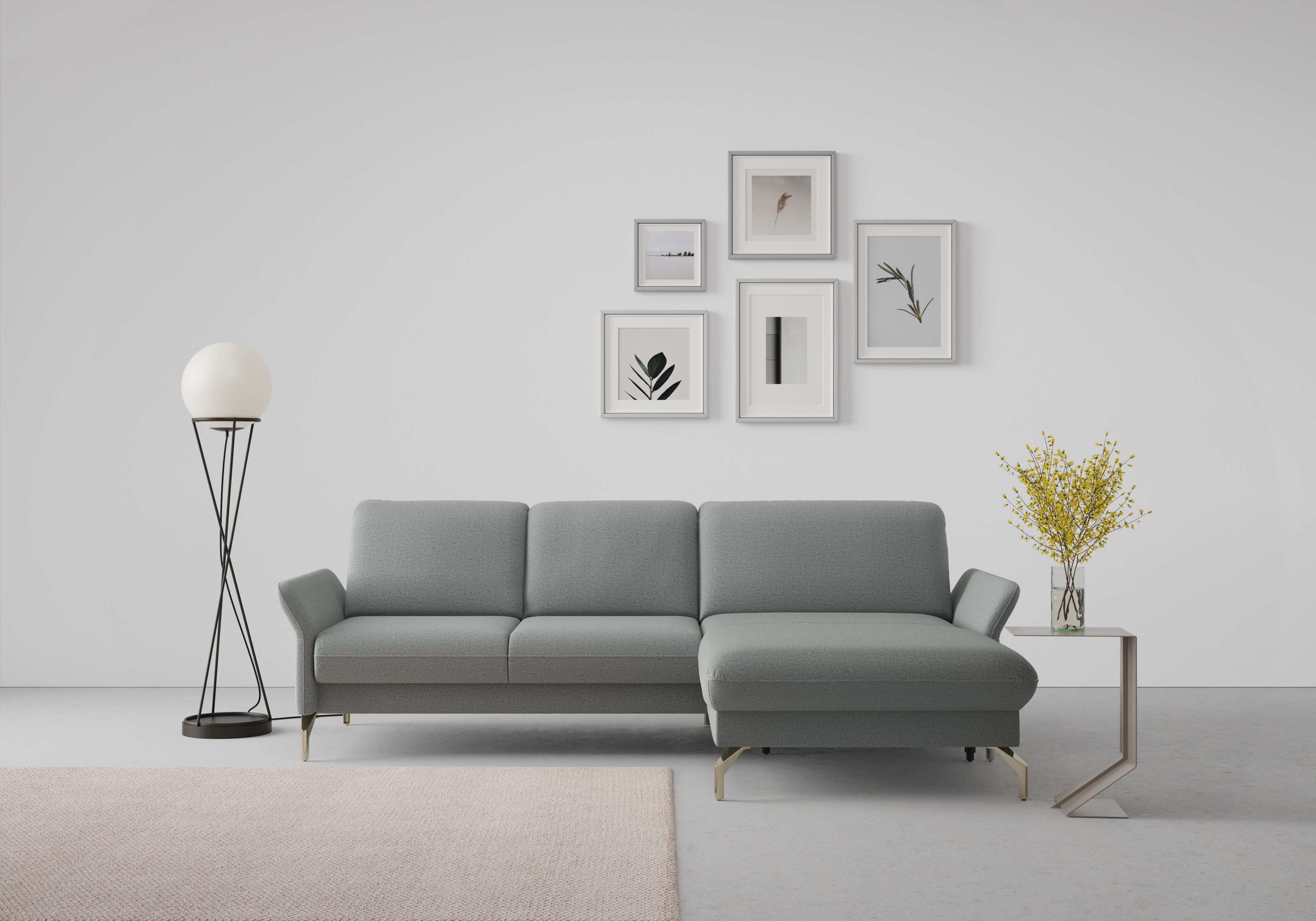 sit&more Ecksofa "Fashion L-Form" wahlweise mit Kopfteilverstellung, Vorziehsitz, motorisch, Nickelfüße