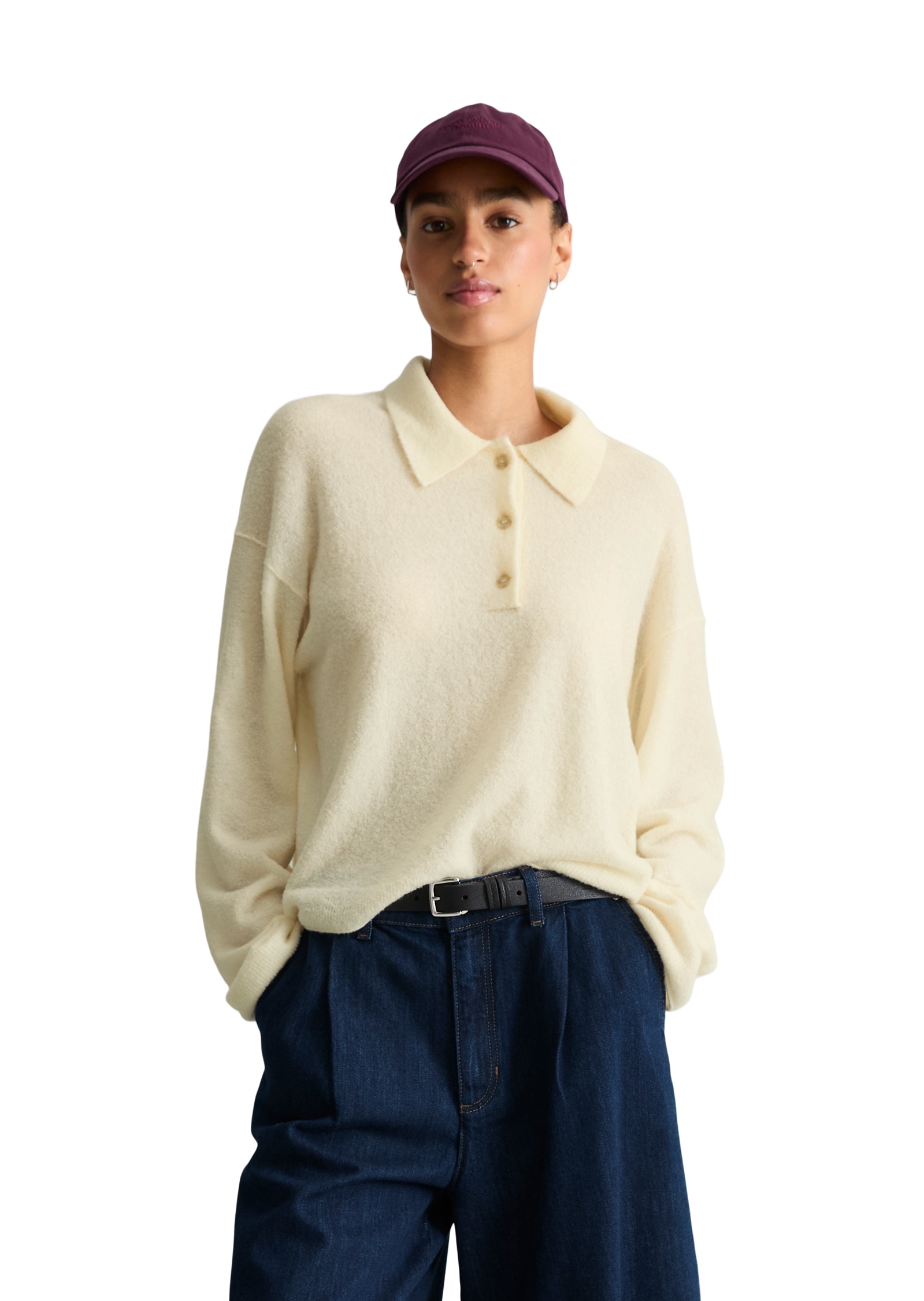 Marc O'Polo DENIM Langarm-Poloshirt »aus Bouclé-Garn«