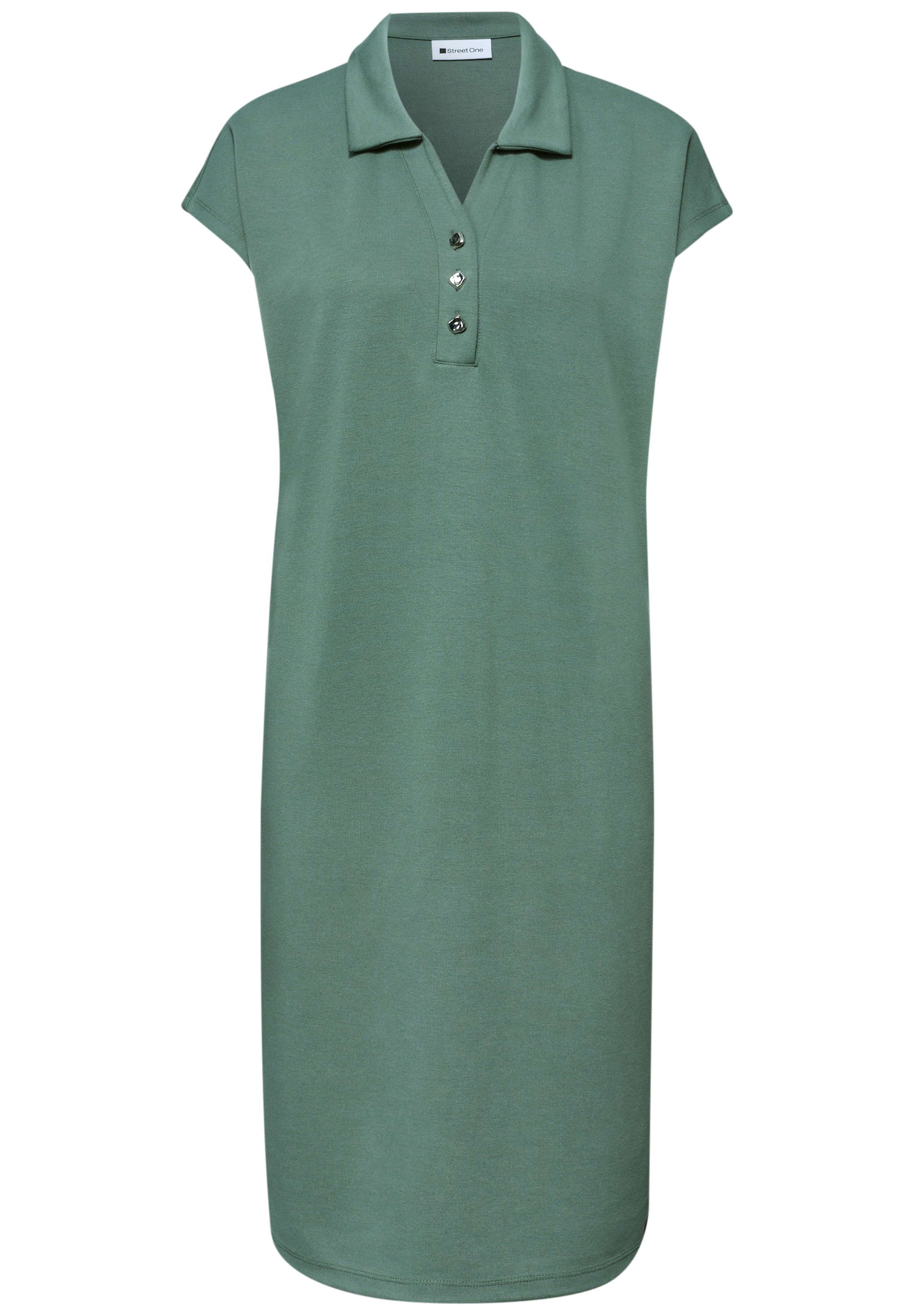 STREET ONE Shirtkleid Viskosemix, knielang, mit Polokragen